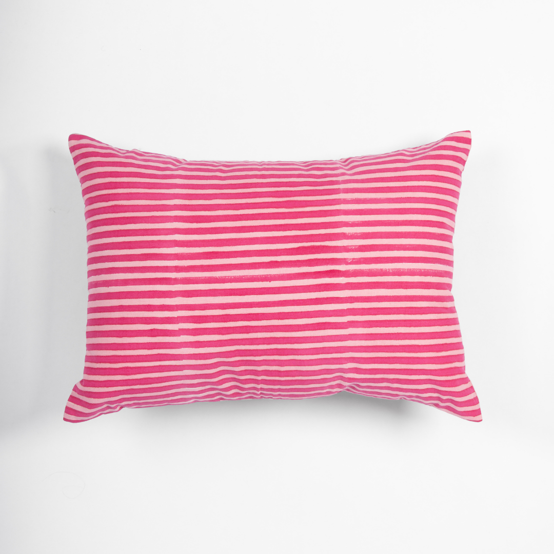 Handcrafted green cotton lumbar pillowcase by Thar, ethically produced in small batches to add "soul and story" to your home.