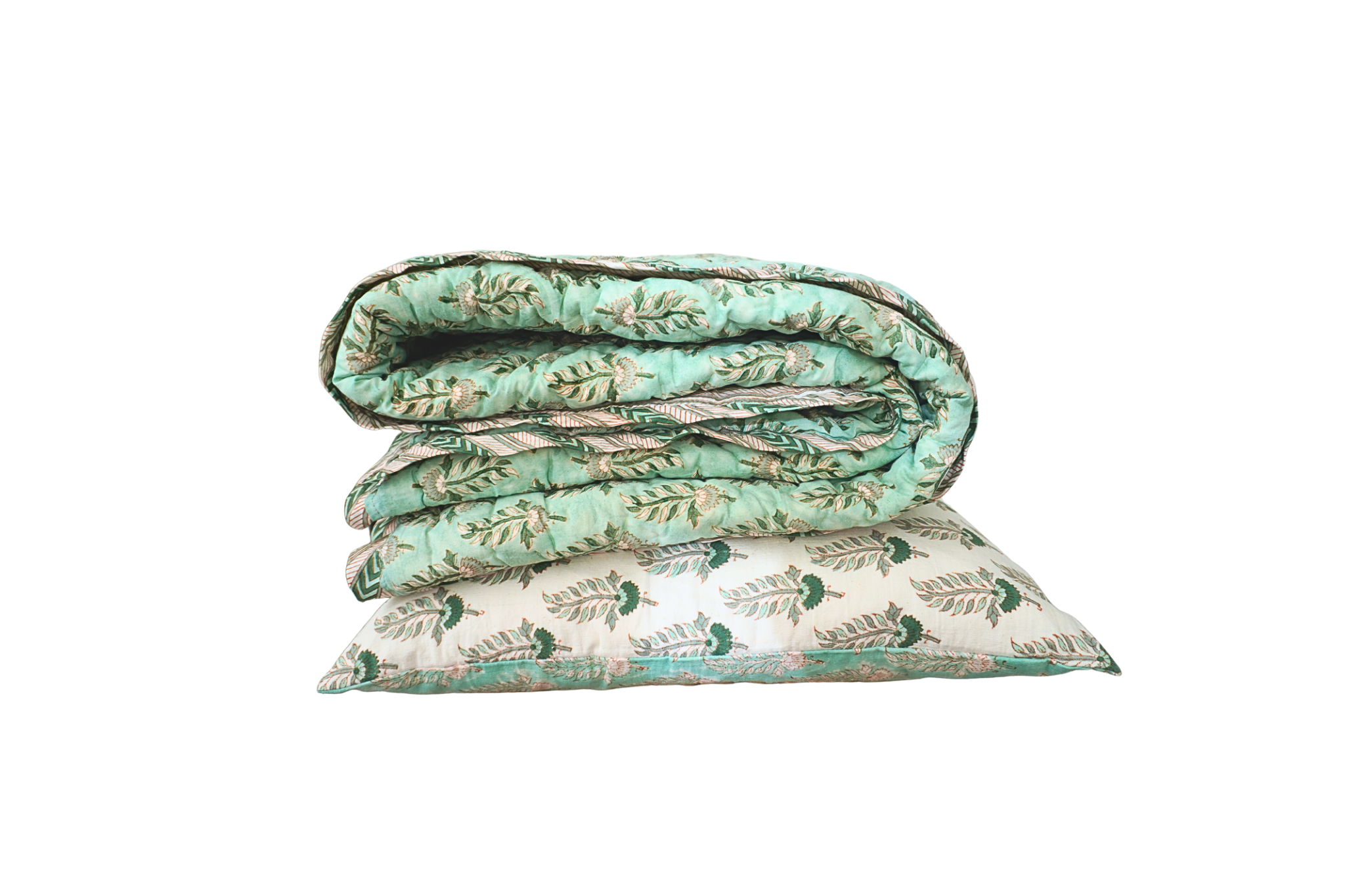 100% natural cotton throw set filled with pure, hand-carded cotton for breathable, cloud-like comfort.