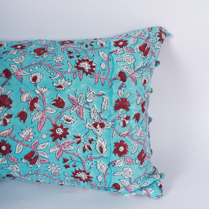 Zahra - Hand Block-Printed Cotton Lumbar Pillowcase