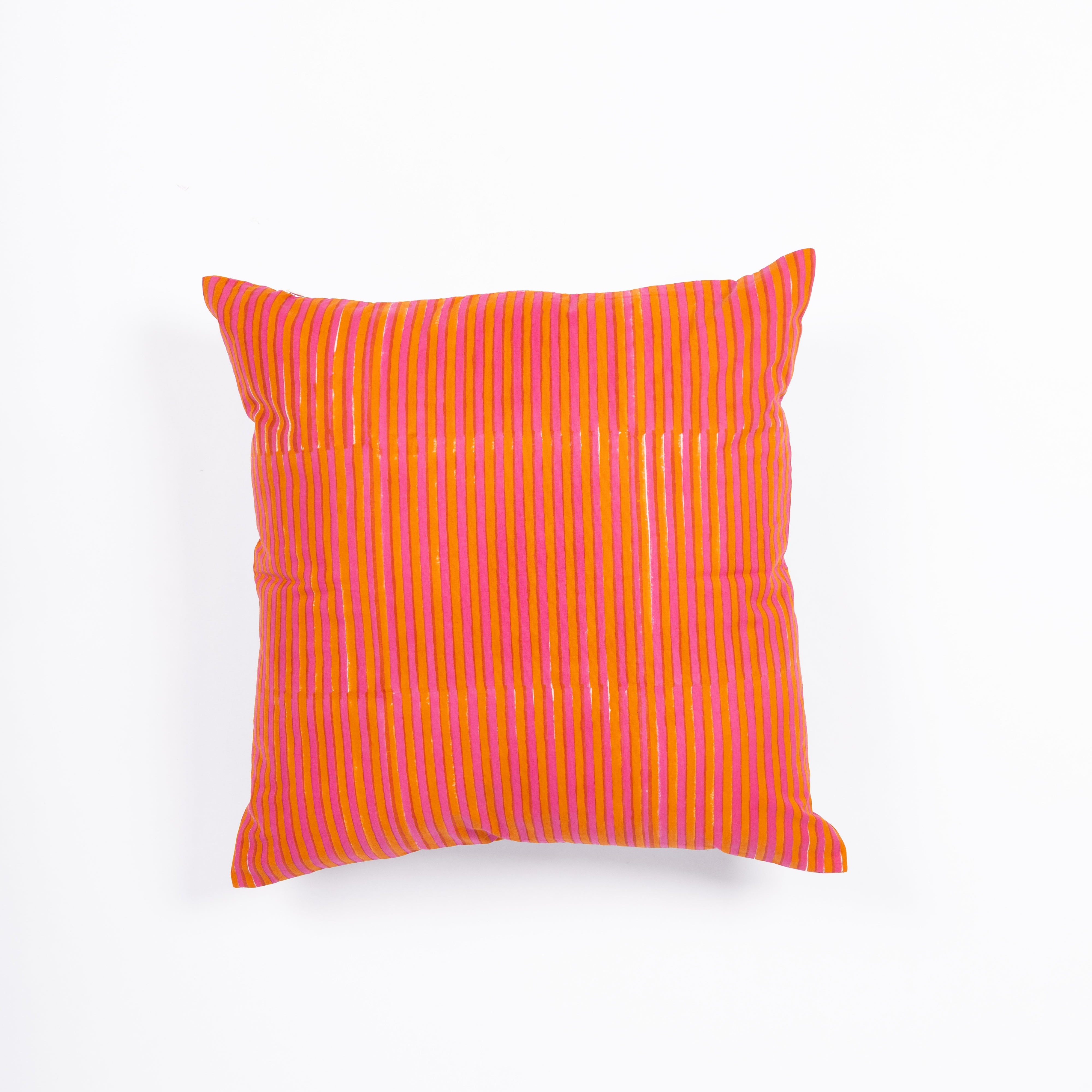 Handcrafted blue cotton pillowcase by Thar, ethically produced in small batches to add "soul and story" to your home.