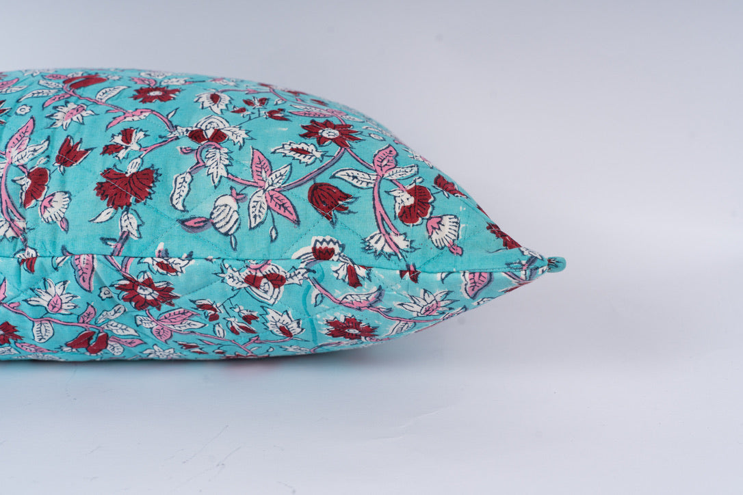 Zahra - Hand Block-Printed Cotton Lumbar Pillowcase