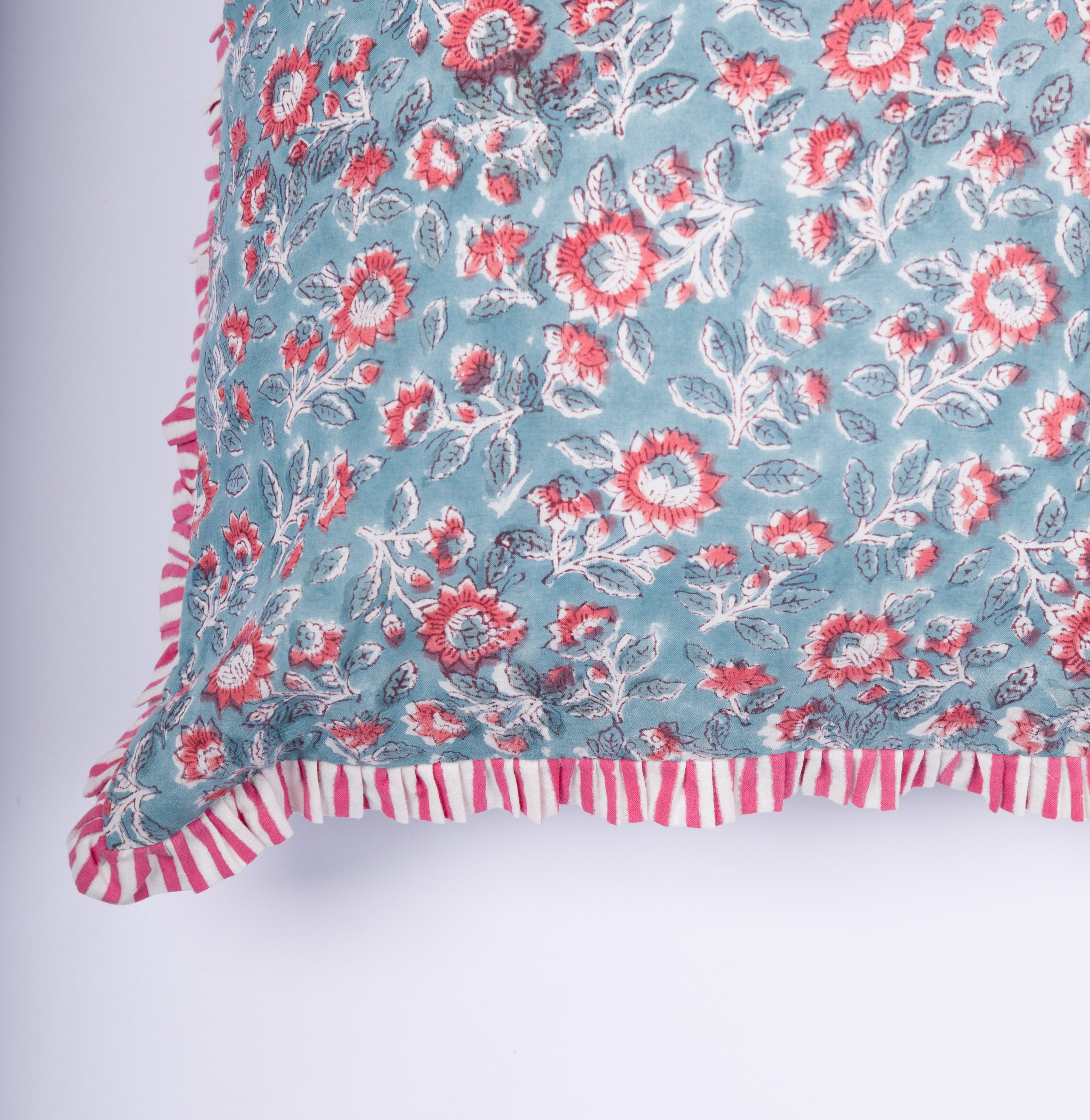 Sara - Hand Block-Printed Cotton Pillowcase