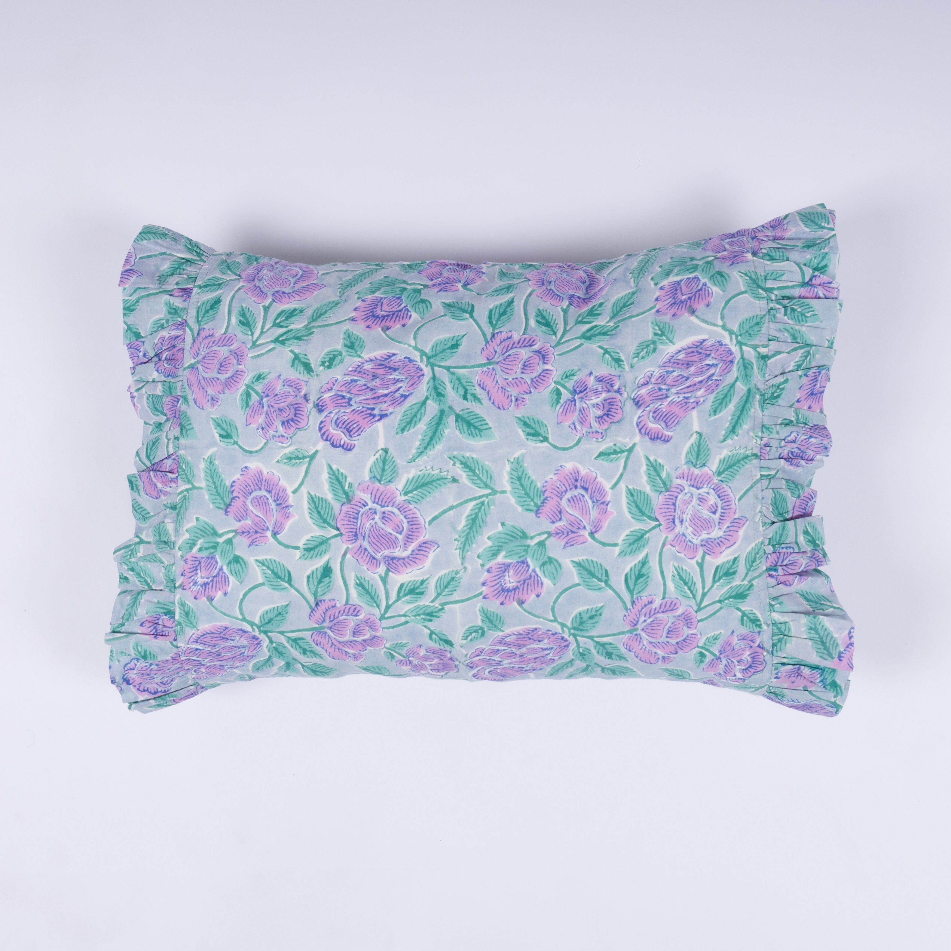 Nadia - Hand Block-Printed Cotton Lumbar Pillowcase
