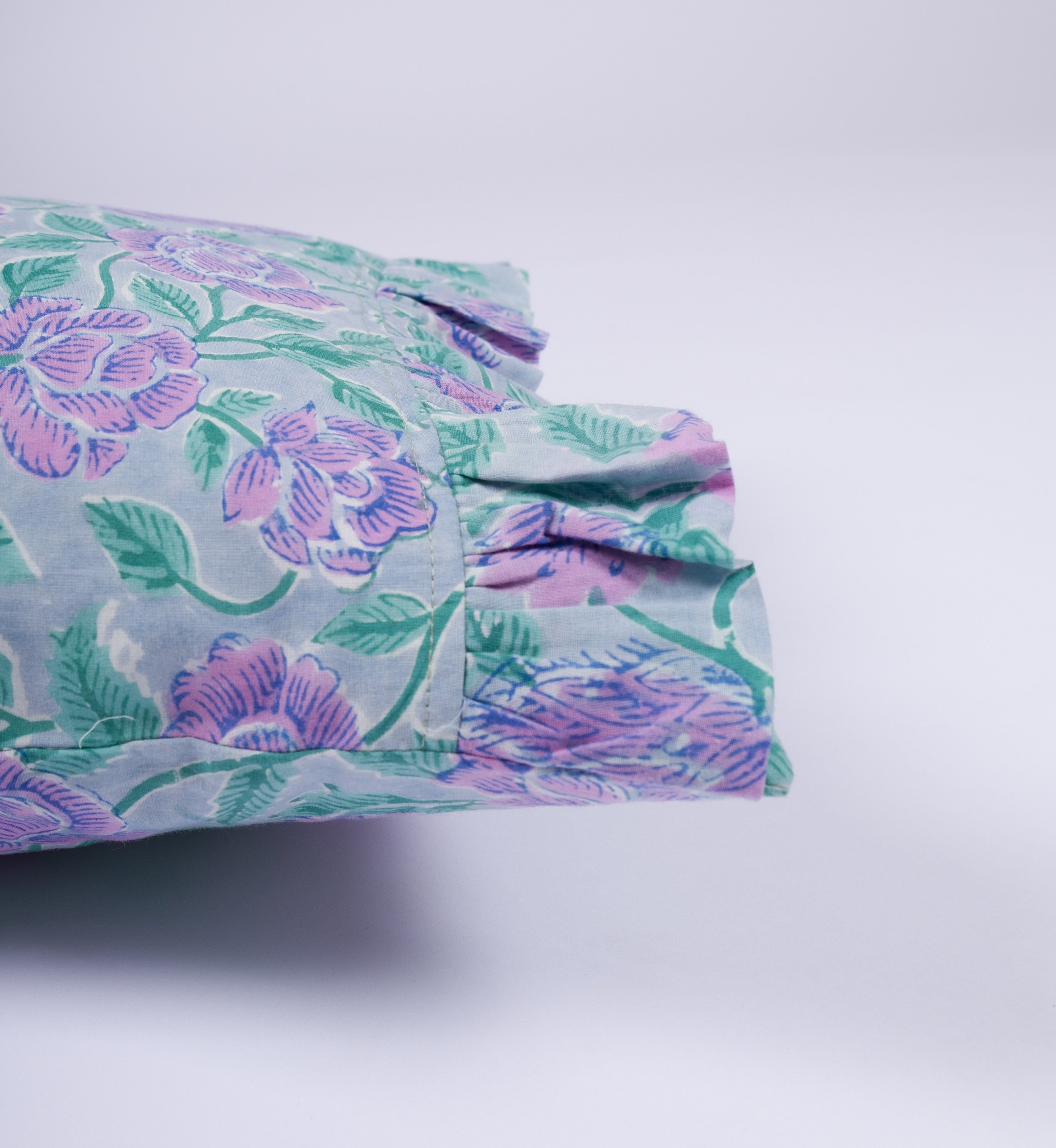Nadia - Hand Block-Printed Cotton Lumbar Pillowcase