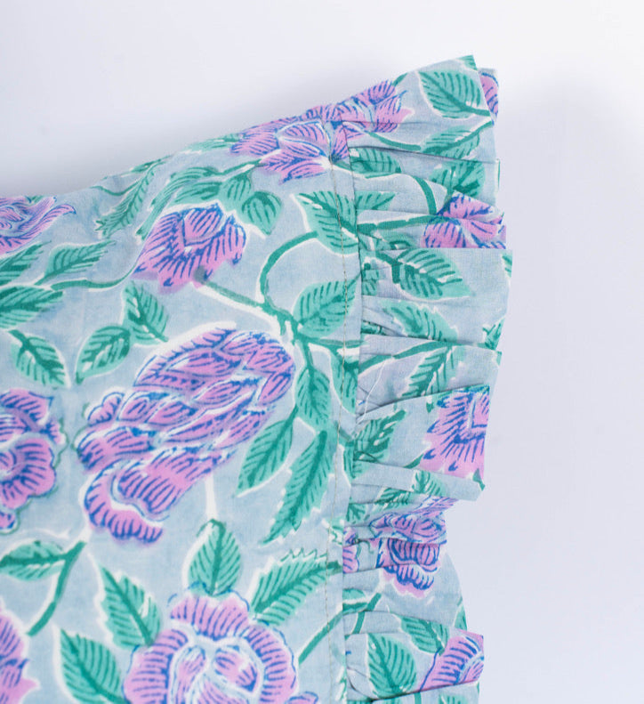 Nadia - Hand Block-Printed Cotton Lumbar Pillowcase