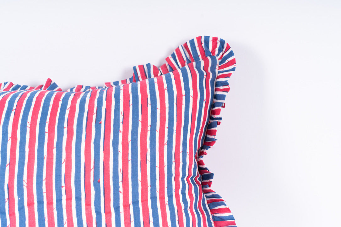 Ria - Hand-Printed Cotton Lumbar Pillowcase