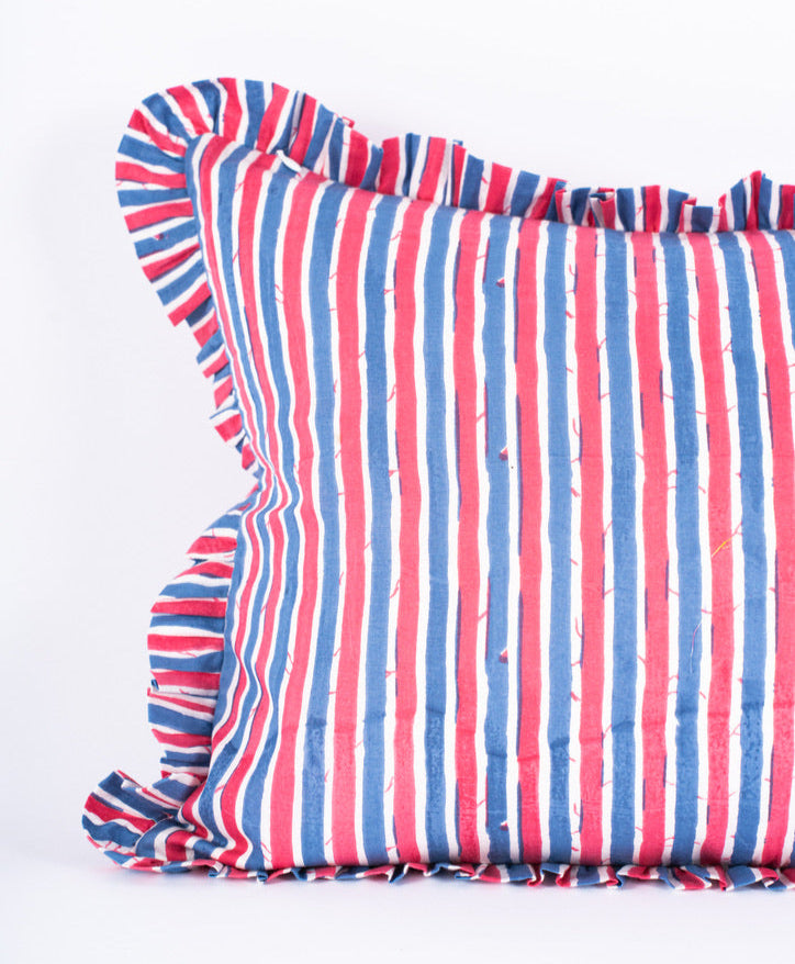 Ria - Hand-Printed Cotton Lumbar Pillowcase