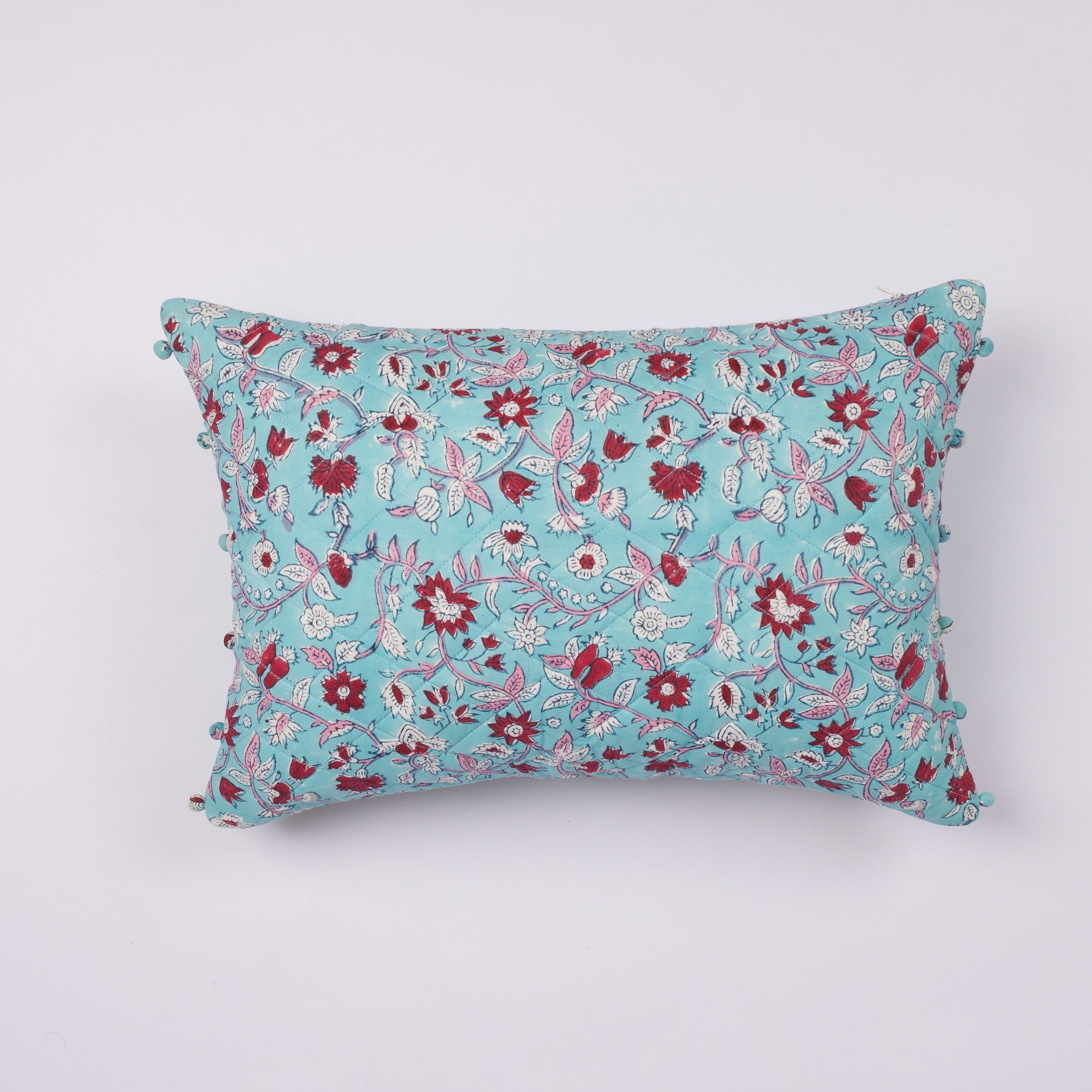 Zahra - Hand Block-Printed Cotton Lumbar Pillowcase