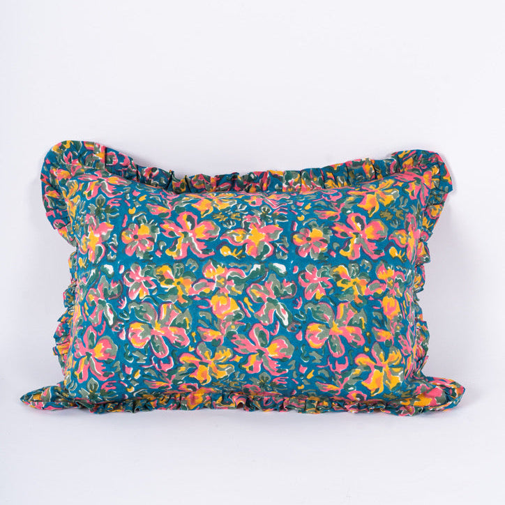 Fiza - Hand Block-Printed Cotton Lumbar Pillowcase