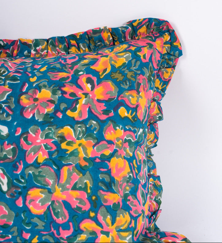 Fiza - Hand Block-Printed Cotton Lumbar Pillowcase