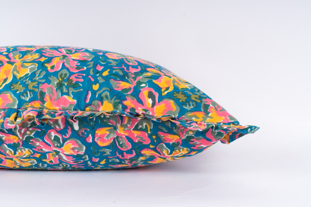 Fiza - Hand Block-Printed Cotton Lumbar Pillowcase