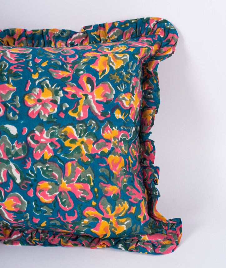 Fiza - Hand Block-Printed Cotton Lumbar Pillowcase