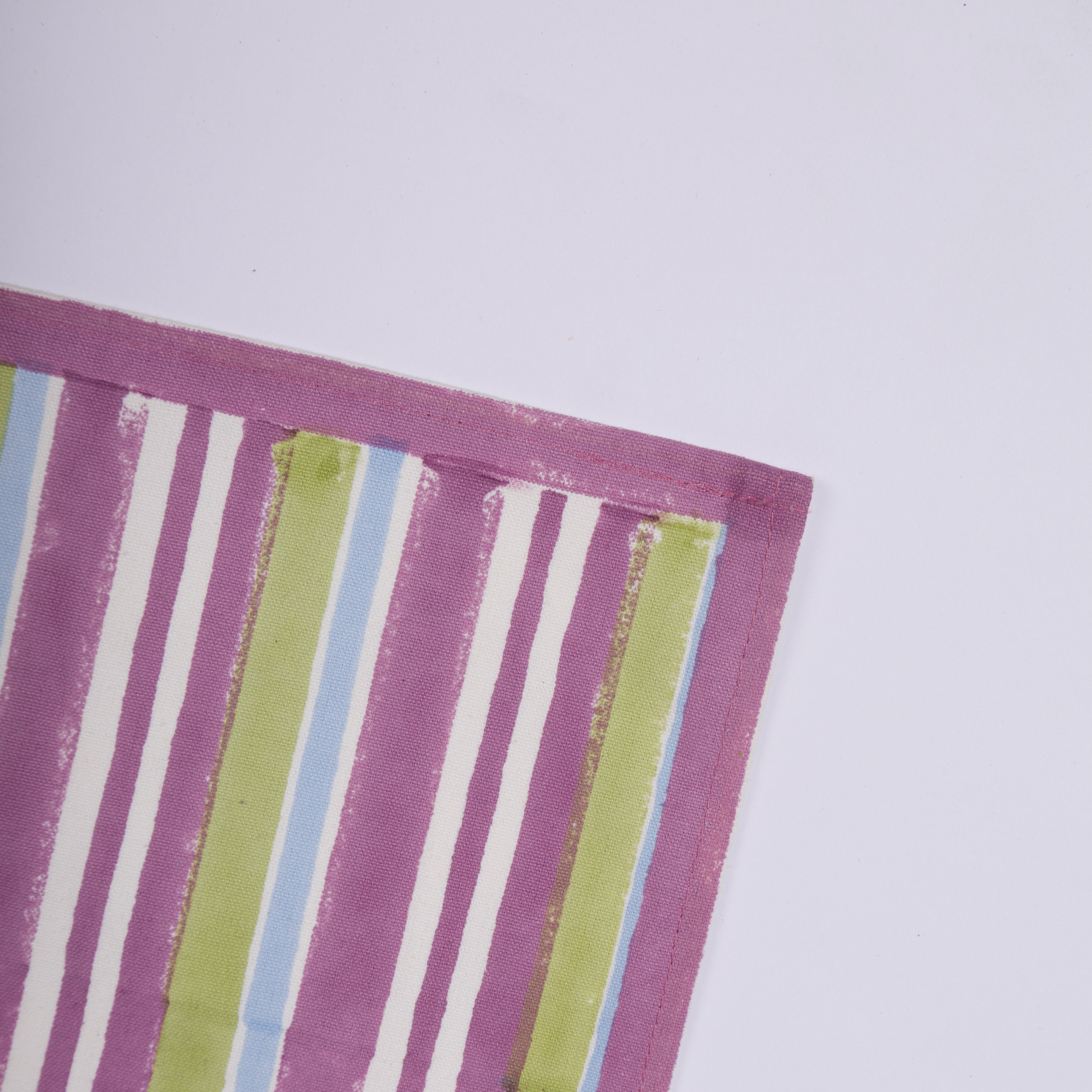 Nargis Striped - Hand Block-Printed Cotton Table Mats (Purple Border) - Set of 4