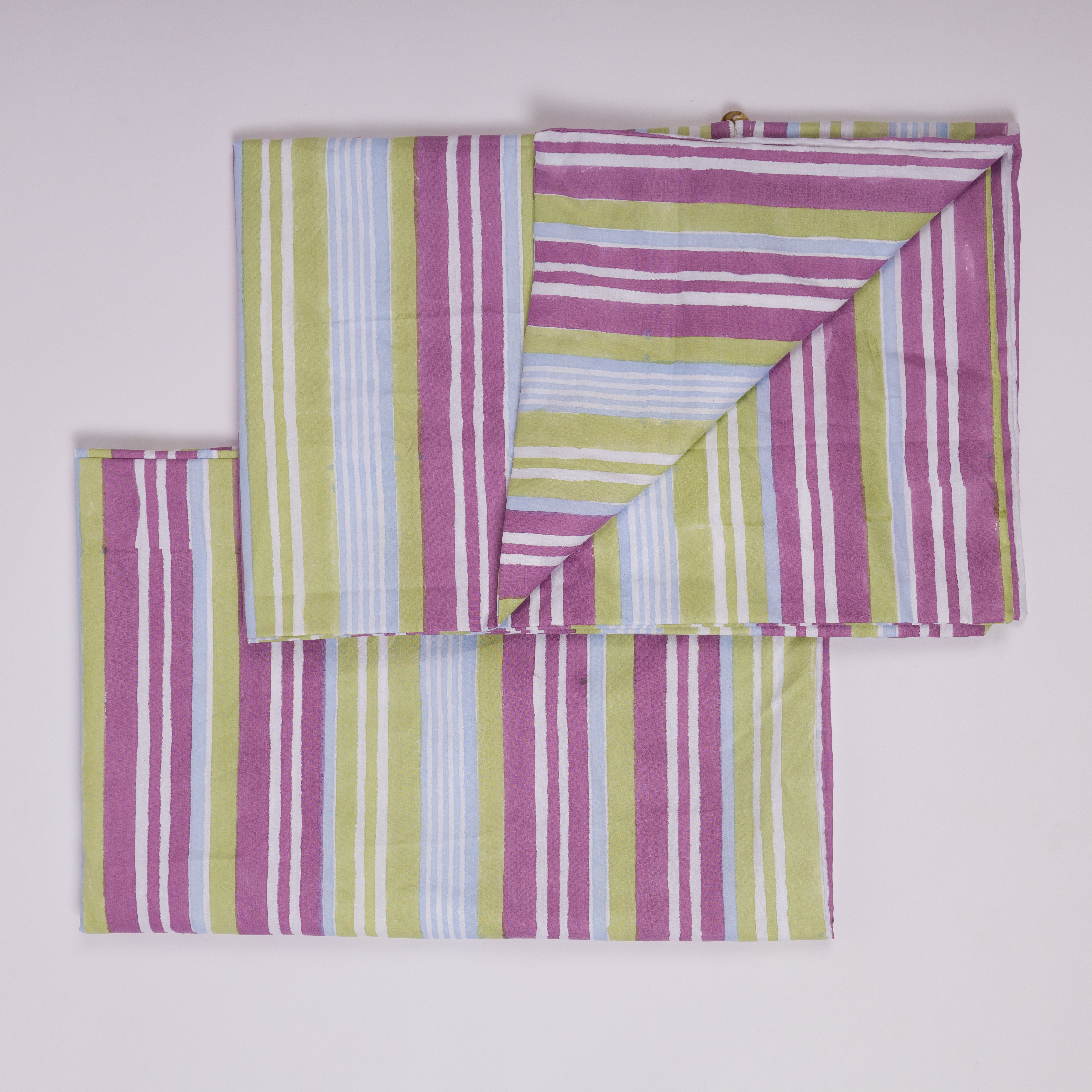 Nargis Striped - Hand Block-Printed Cotton Pillow Sham - Set of 2