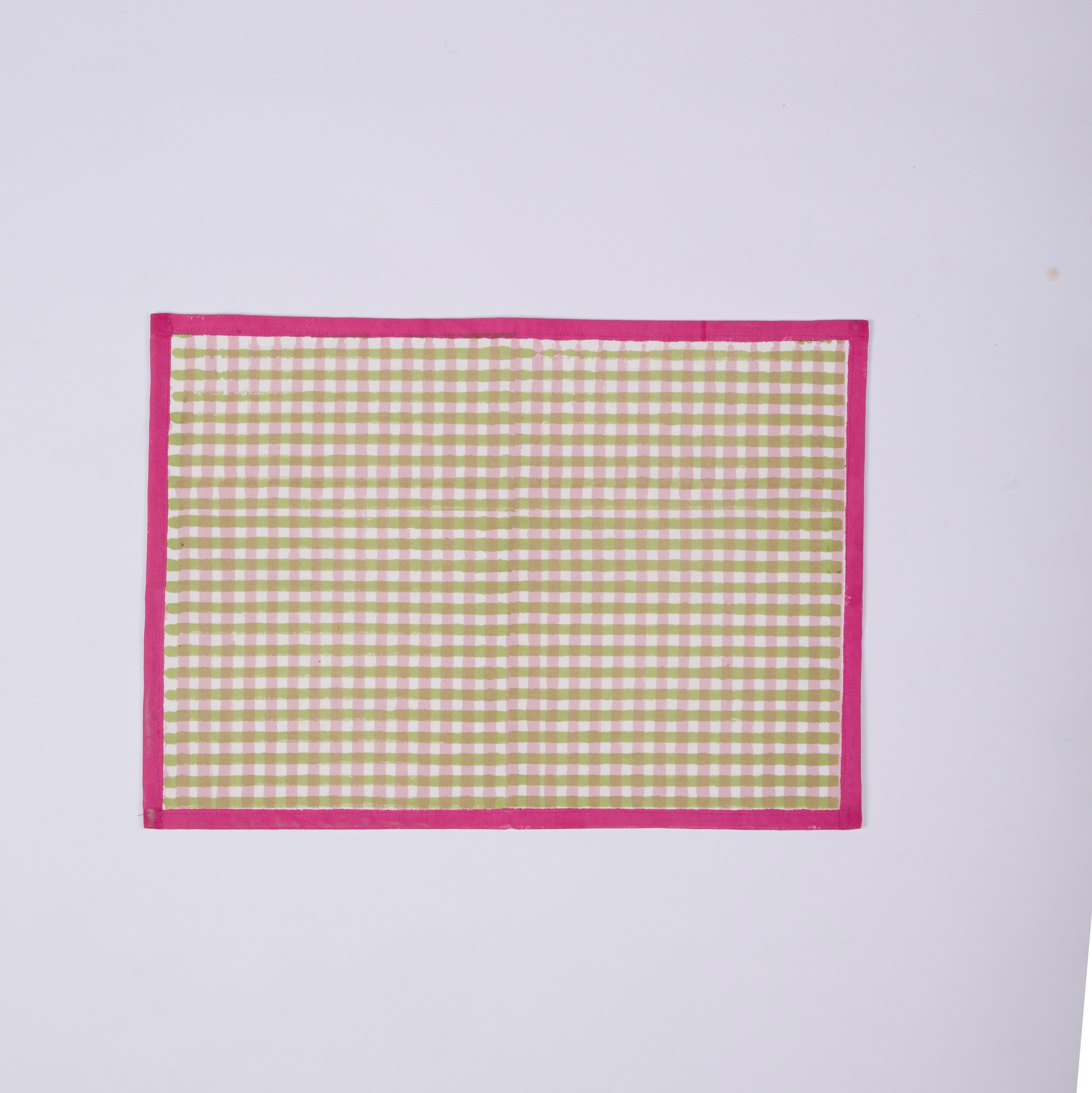 Jasmine Gingham- Hand Block-Printed Cotton Table Mats - Set of 2