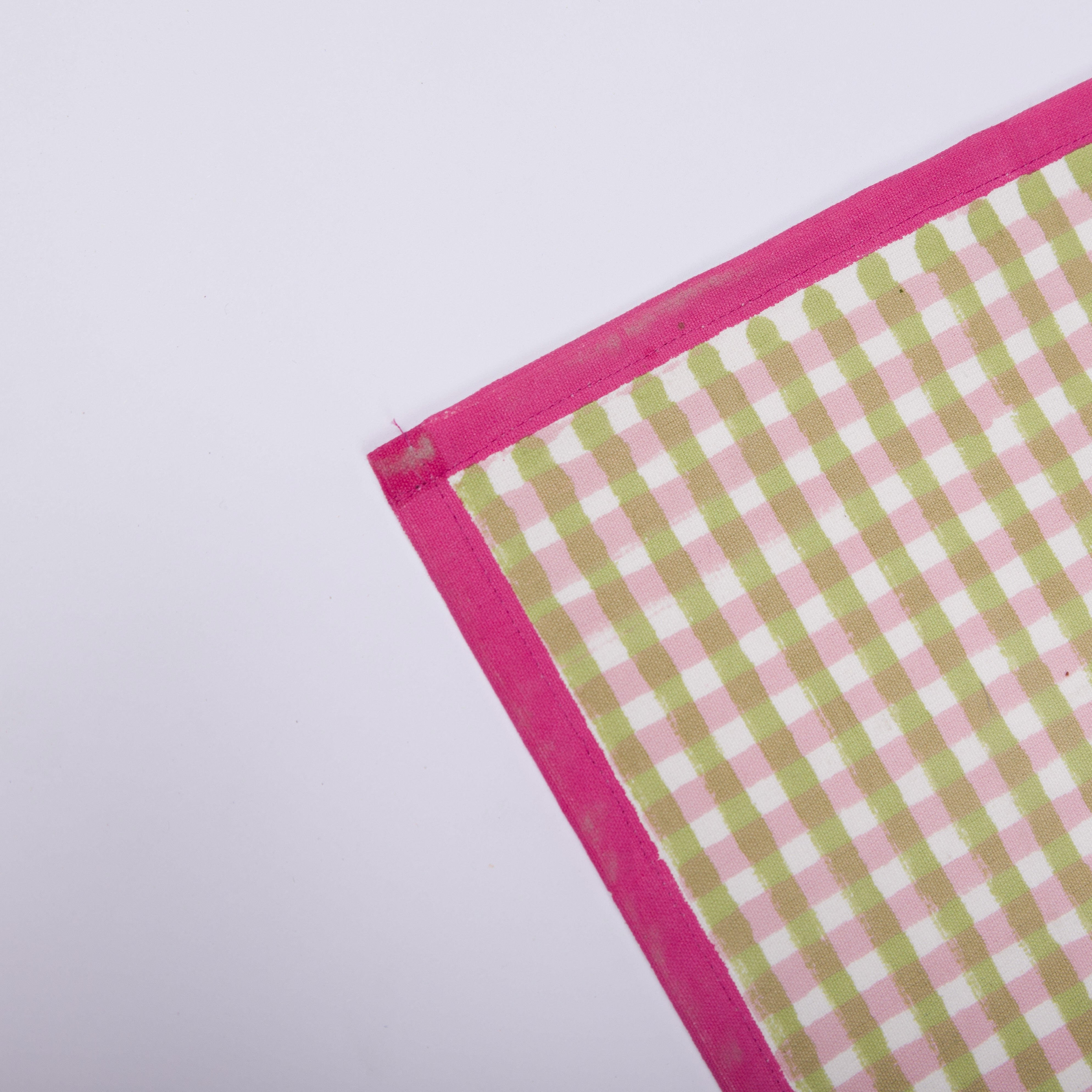 Jasmine Gingham- Hand Block-Printed Cotton Table Mats - Set of 4