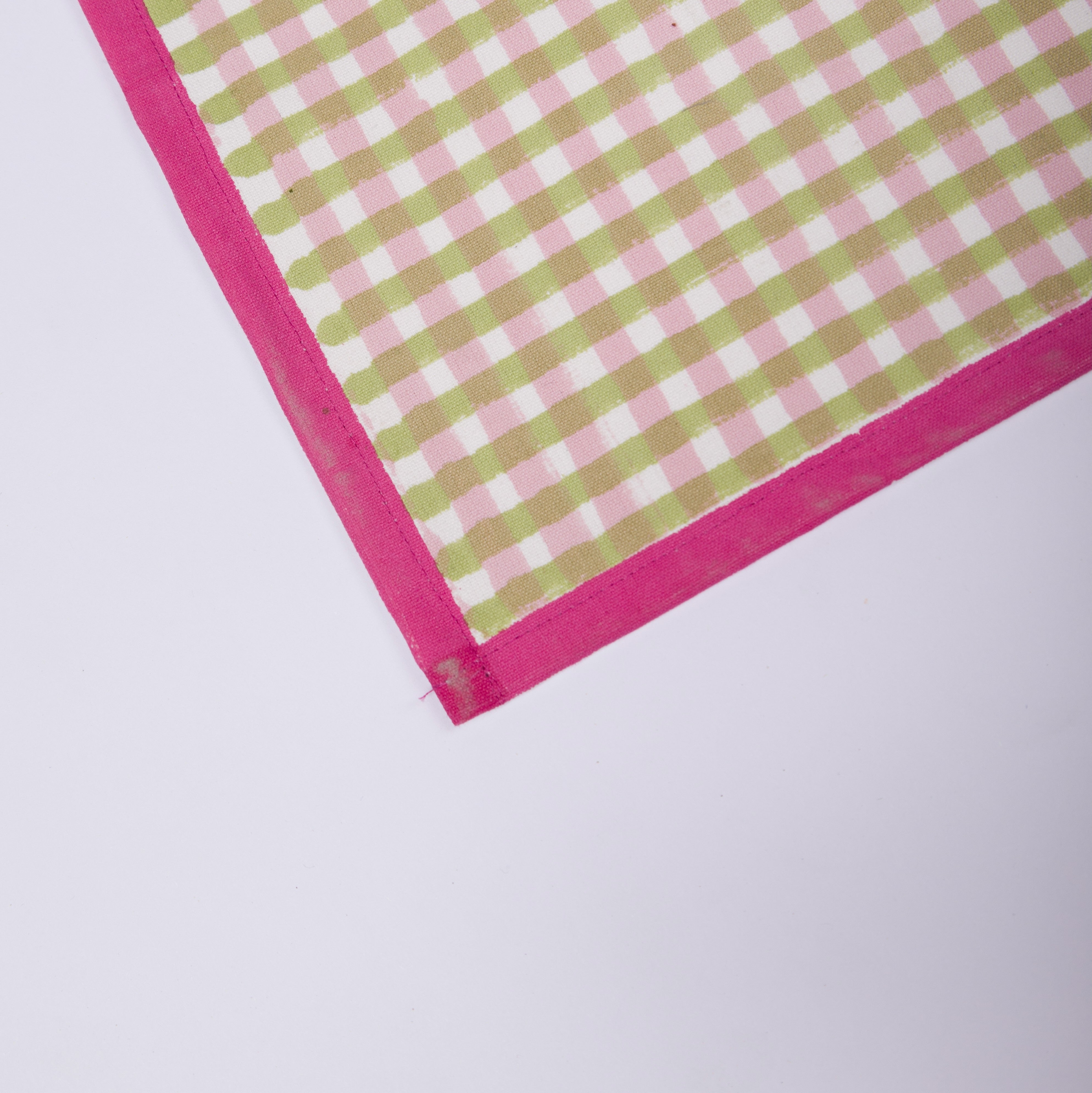 Jasmine Gingham- Hand Block-Printed Cotton Table Mats - Set of 4