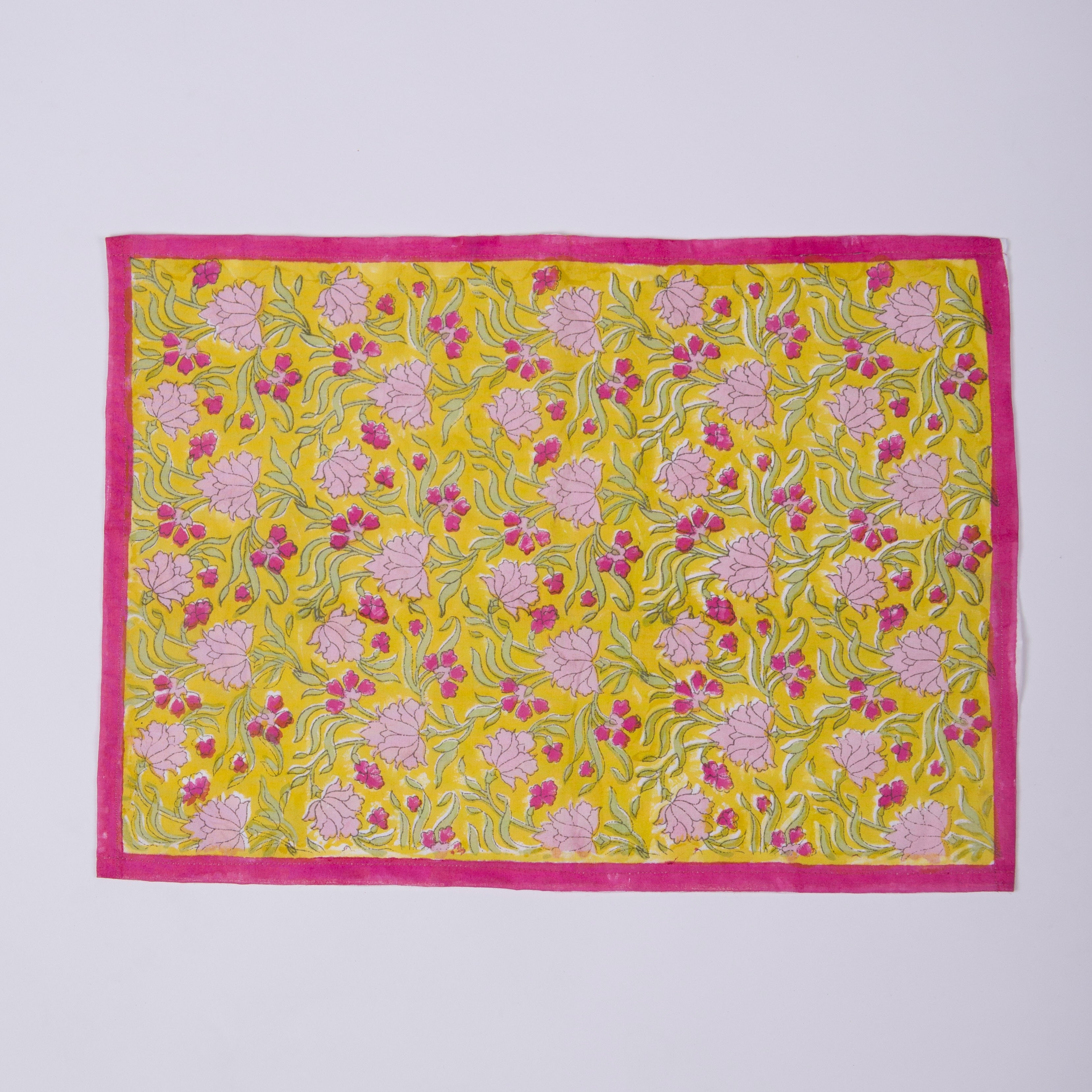 Jasmine - Hand Block-Printed Cotton Rectangular Table Napkins - Set of 2