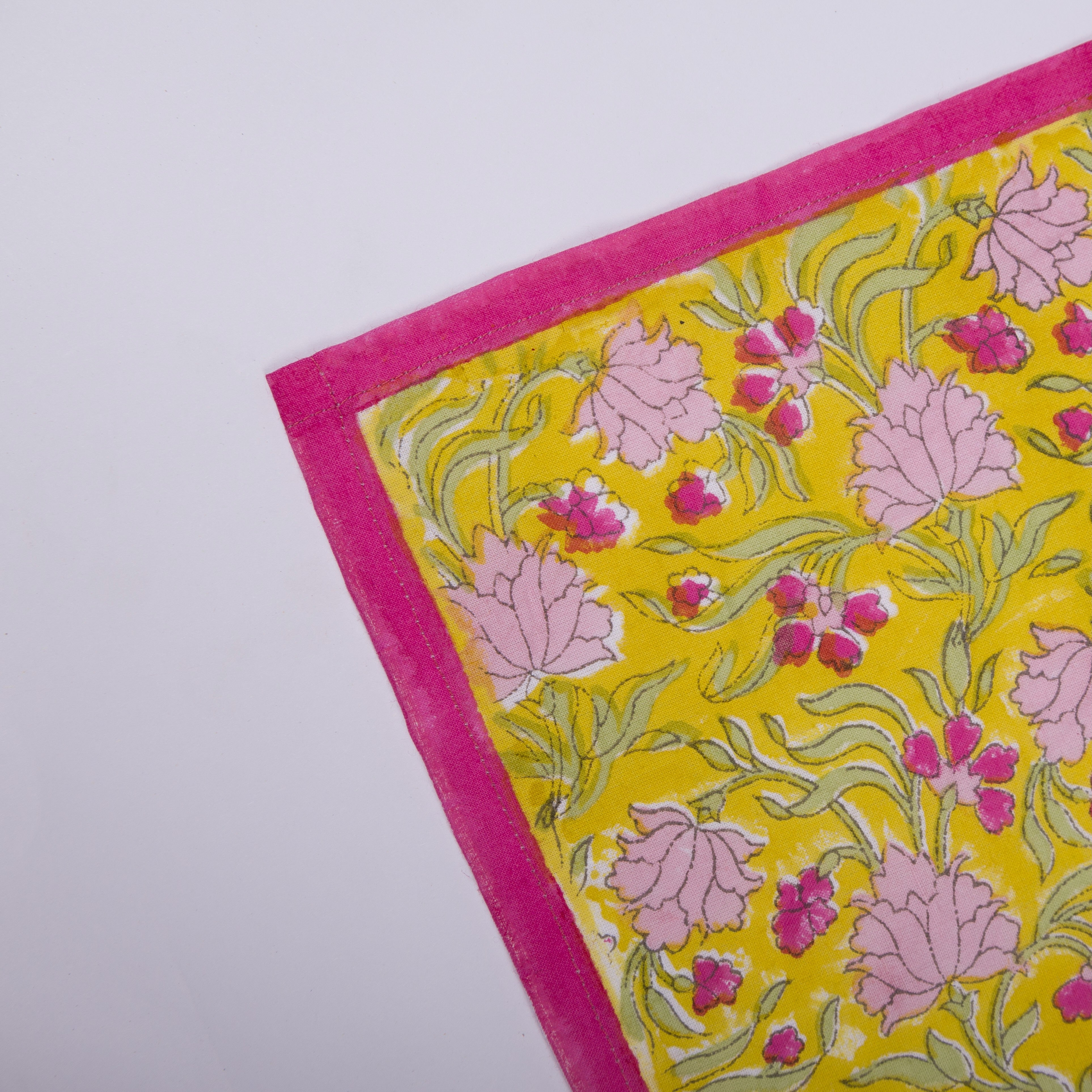 Jasmine - Hand Block-Printed Cotton Rectangular Table Napkins - Set of 4