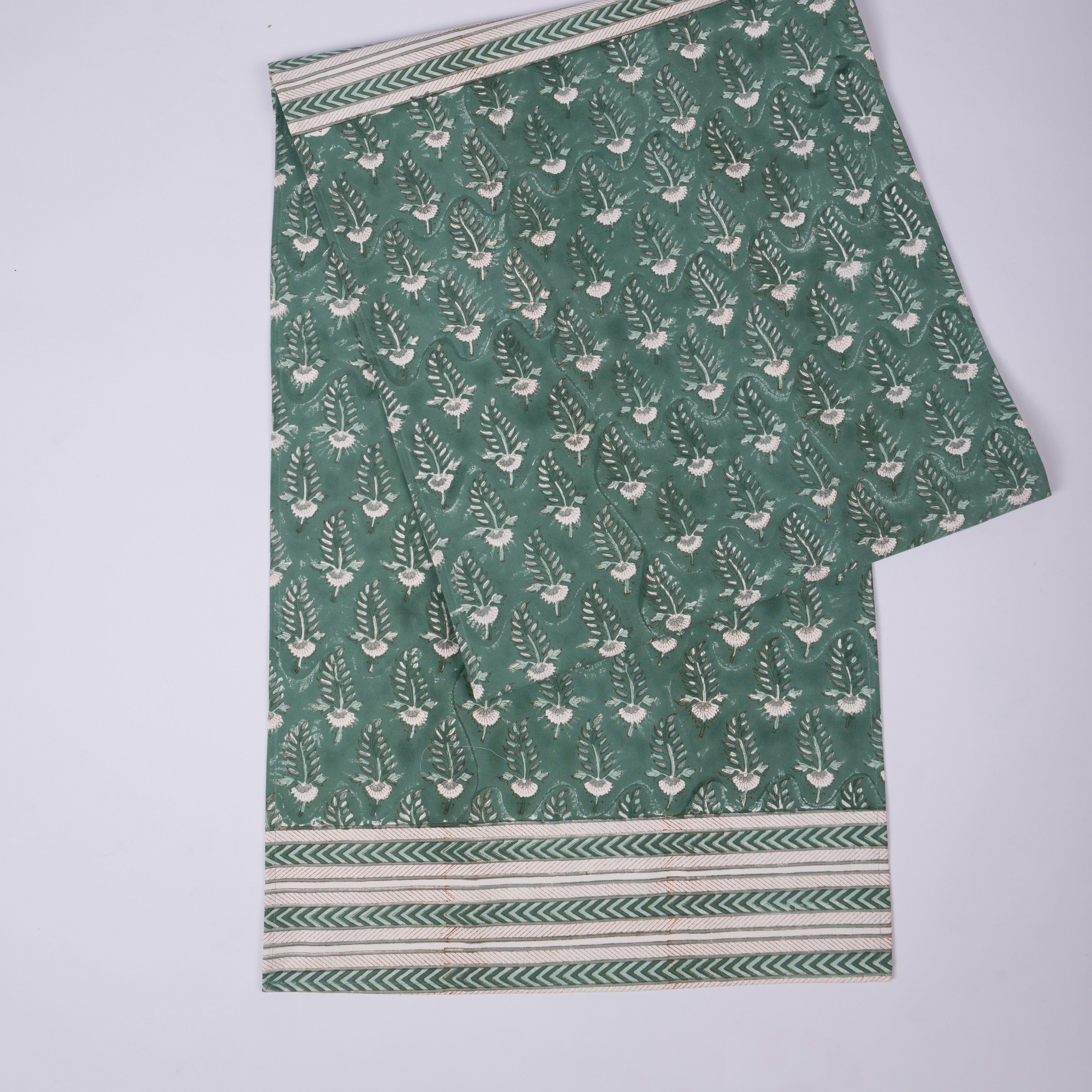 Noor - Hand Block-Printed Cotton Table Runner (Green)