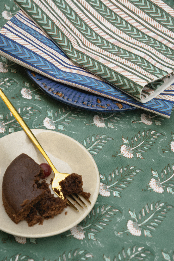 Noor - Hand Block-Printed Cotton Table Runner (Green)