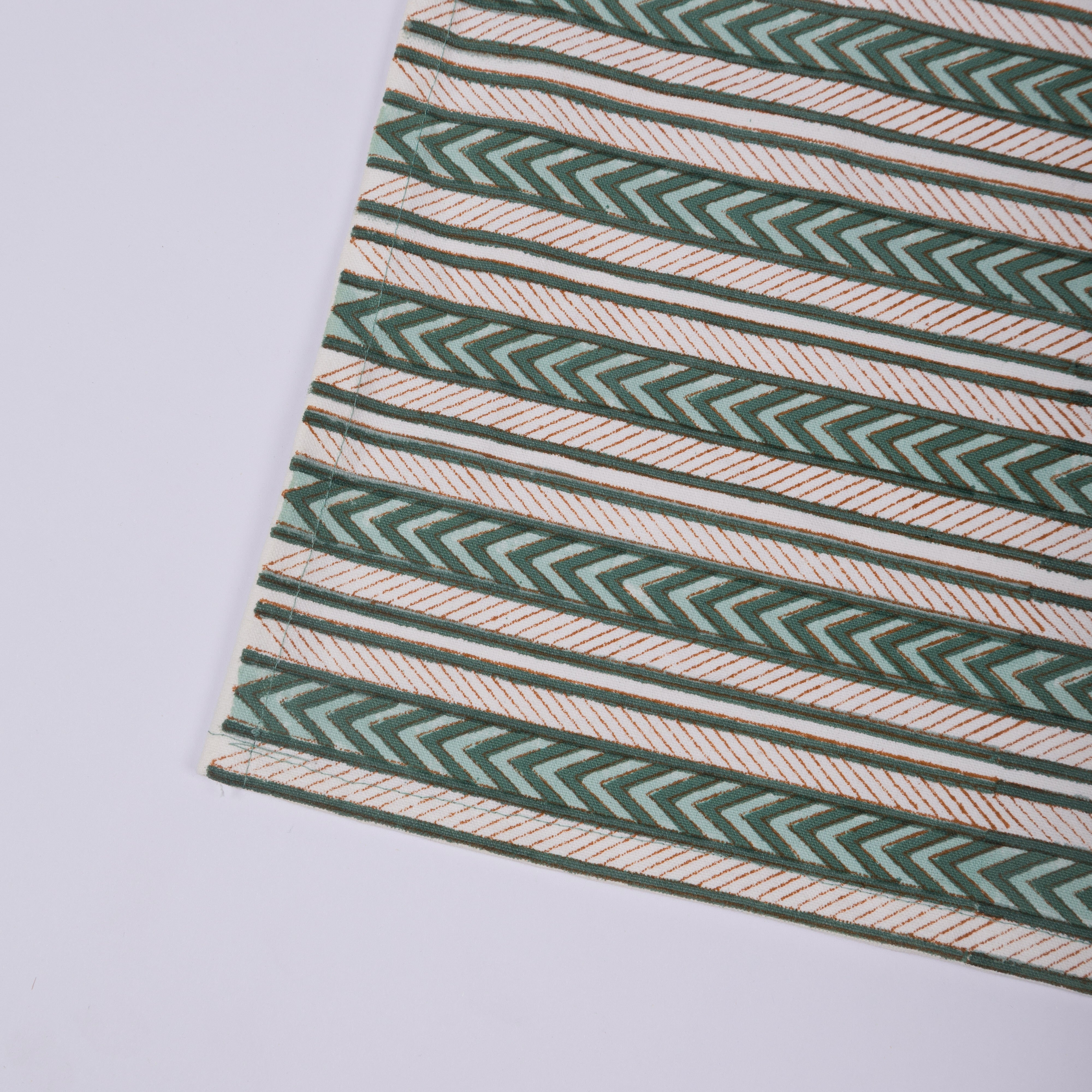 Noor Striped- Hand Block-Printed Cotton Table Mats - Set of 4 (Green)
