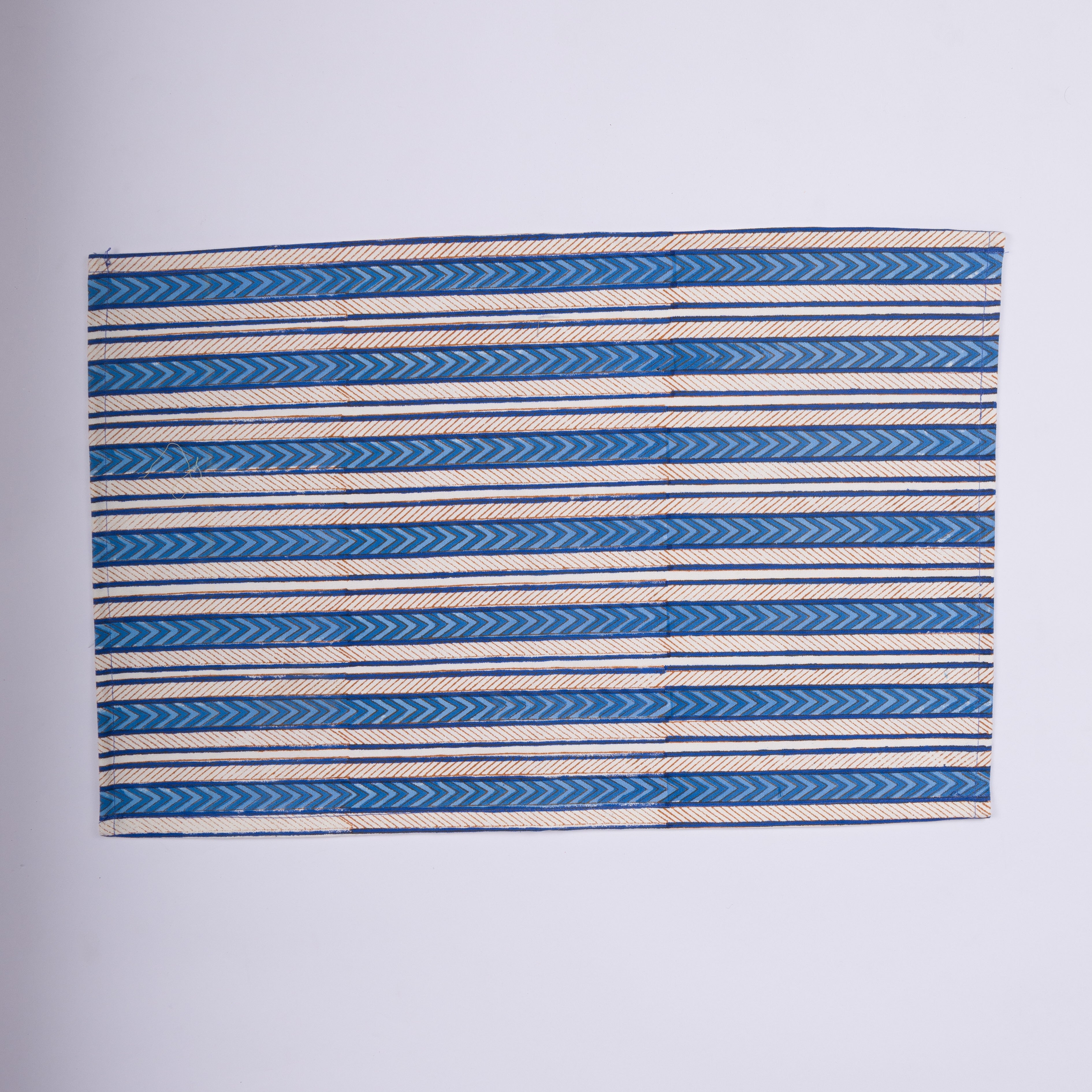 Noor Striped- Hand Block-Printed Cotton Table Mats - Set of 4 (Blue)