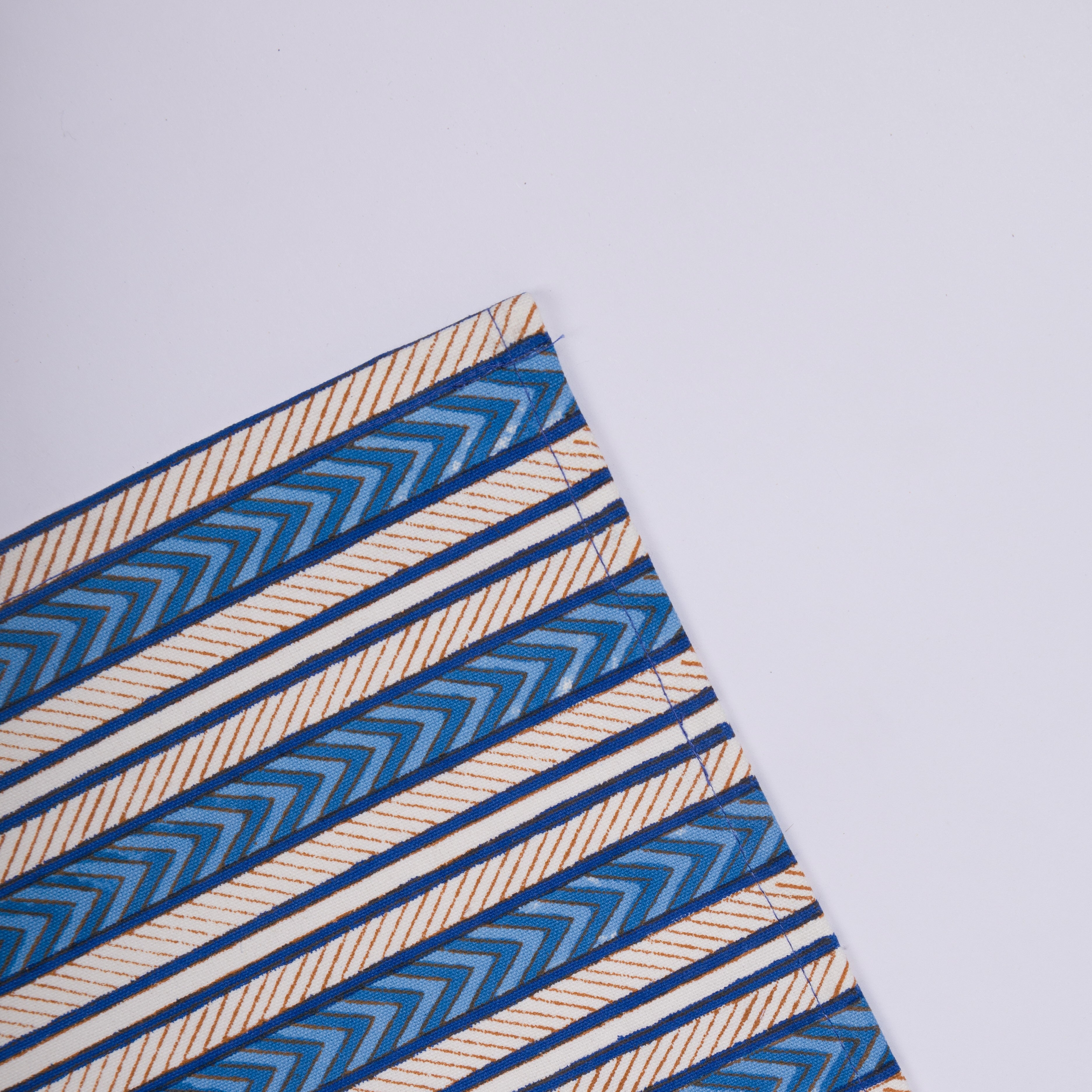 Noor Striped- Hand Block-Printed Cotton Table Mats - Set of 4 (Blue)