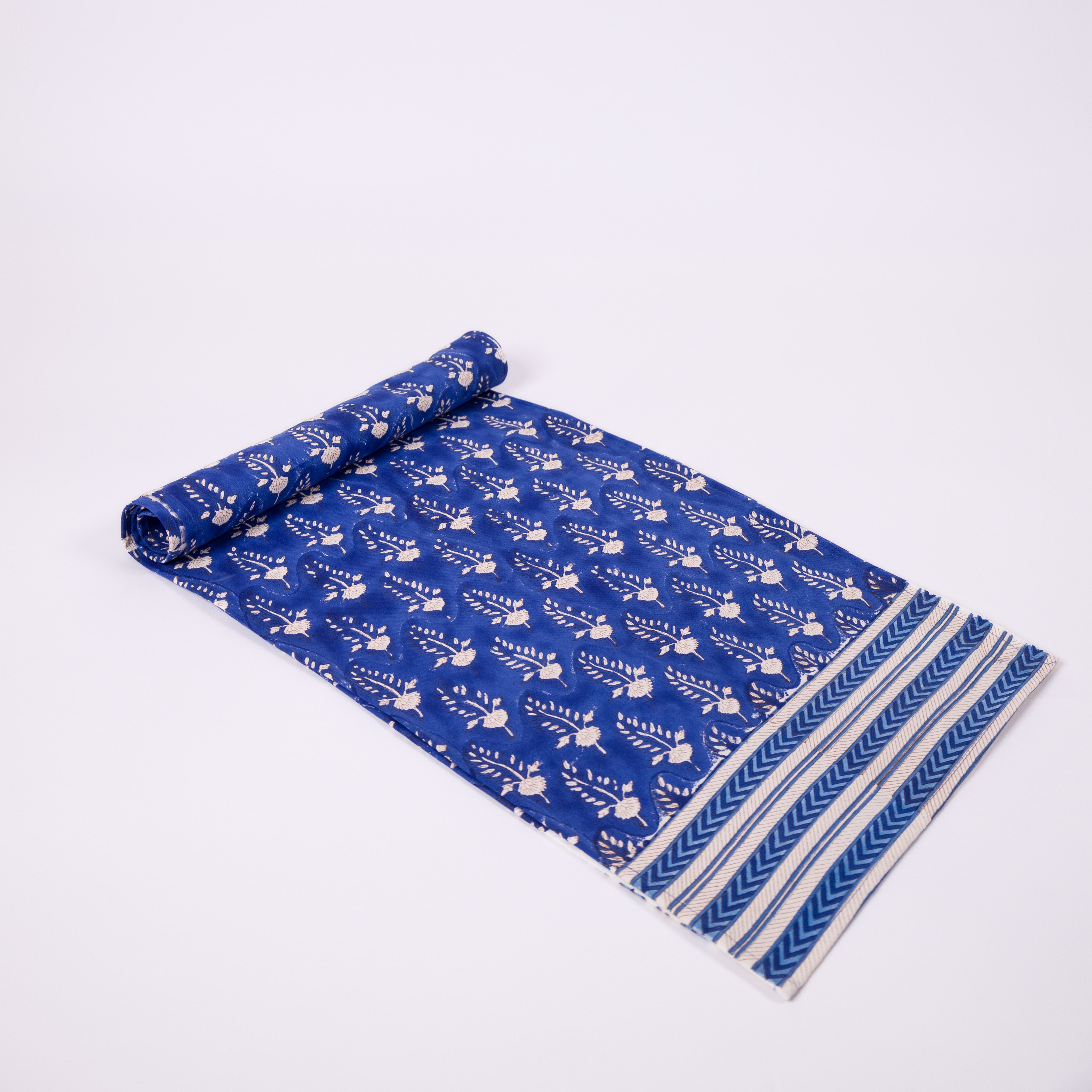 Noor - Hand Block-Printed Cotton Table Runner (Blue)