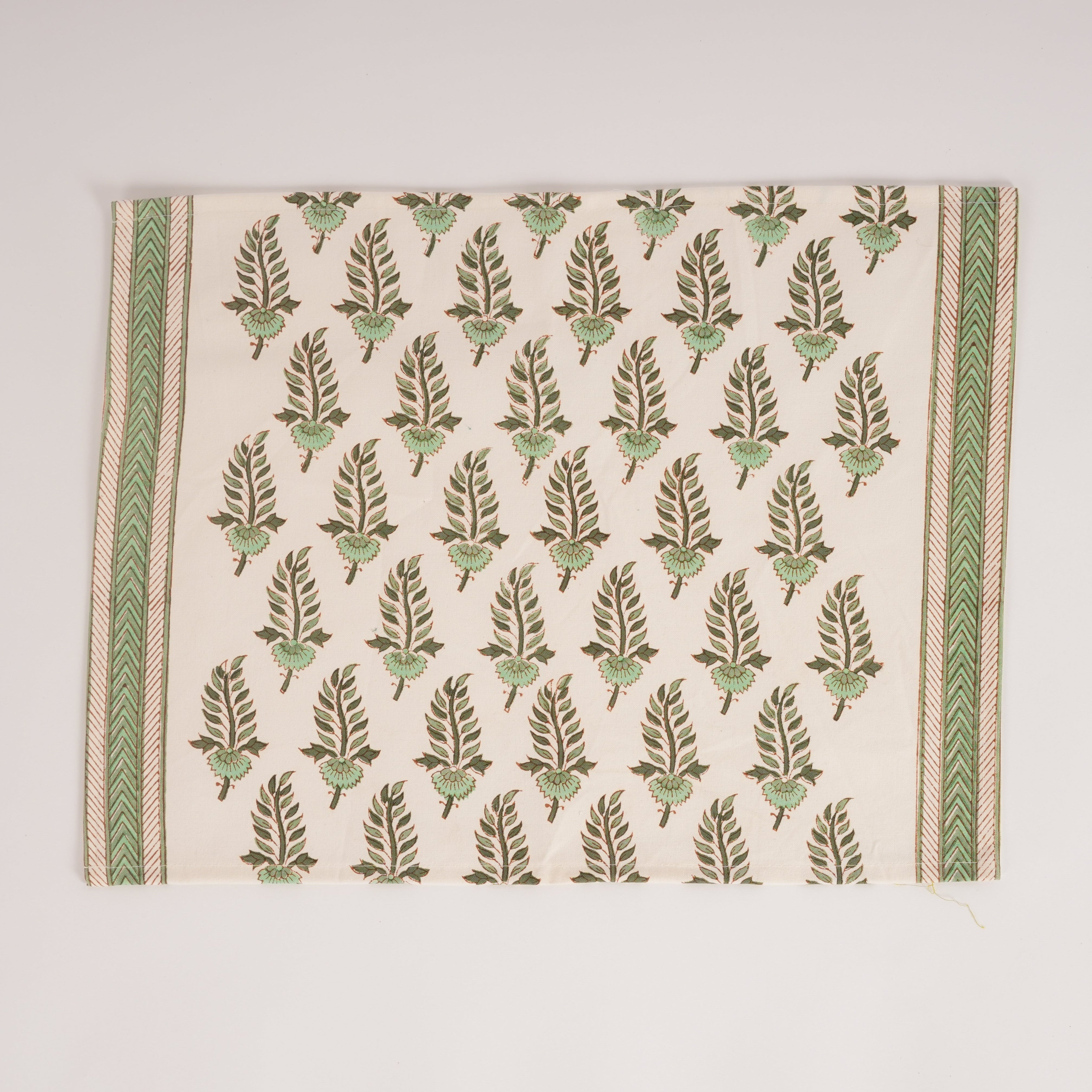 Noor- Hand Block-Printed Cotton Table Mats - Set of 4 (Green)