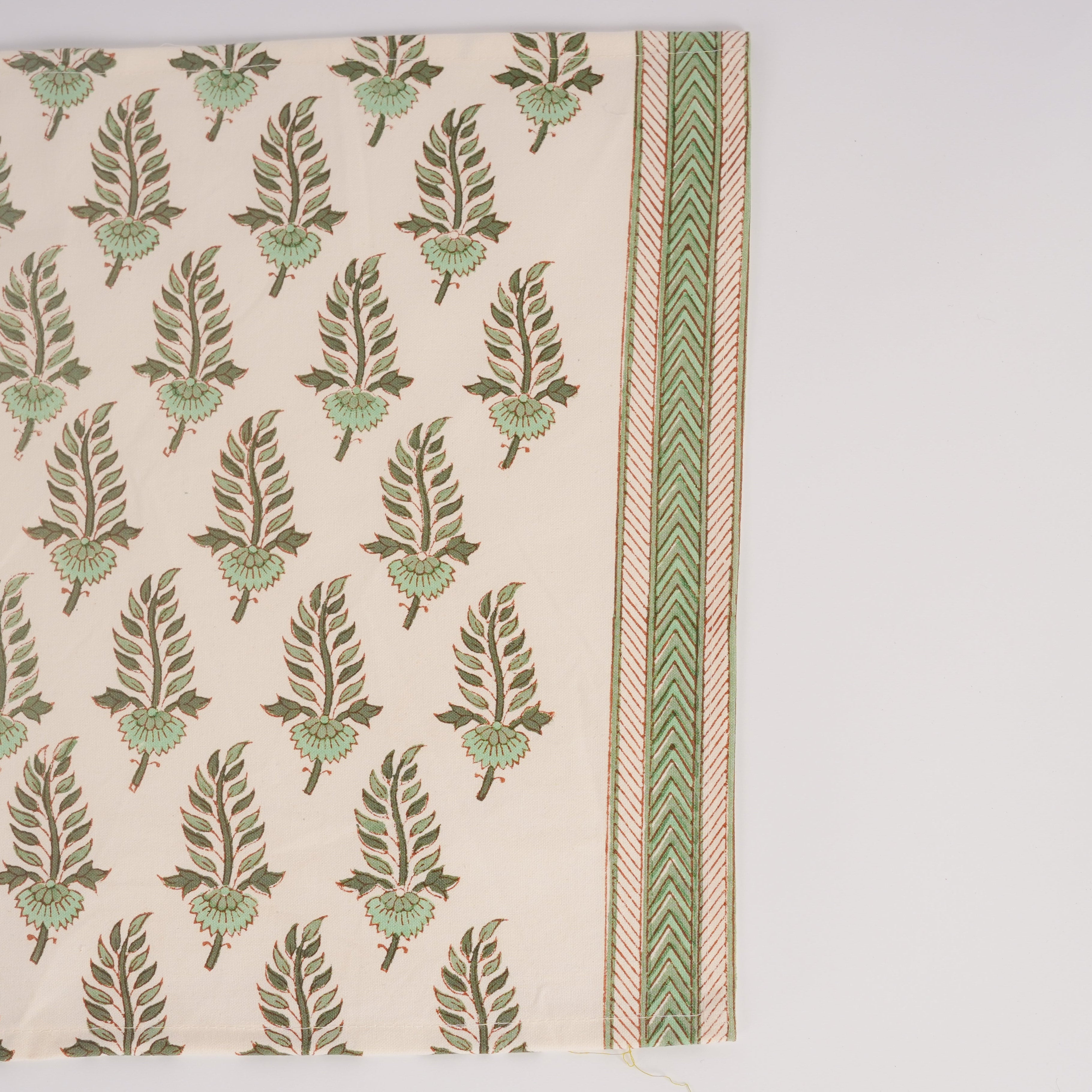 Noor- Hand Block-Printed Cotton Table Mats - Set of 4 (Green)