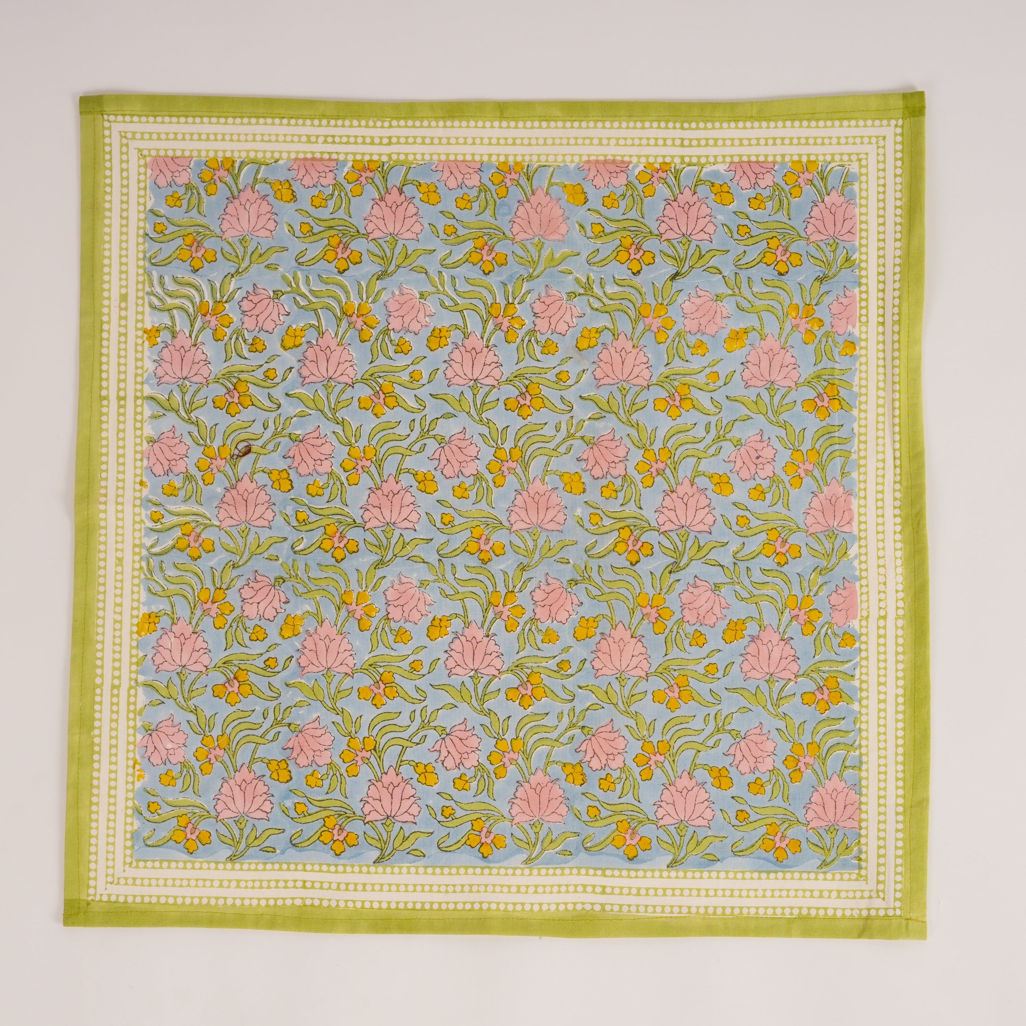 Jasmine Blue - Hand Block-Printed Cotton Napkins Set of 4