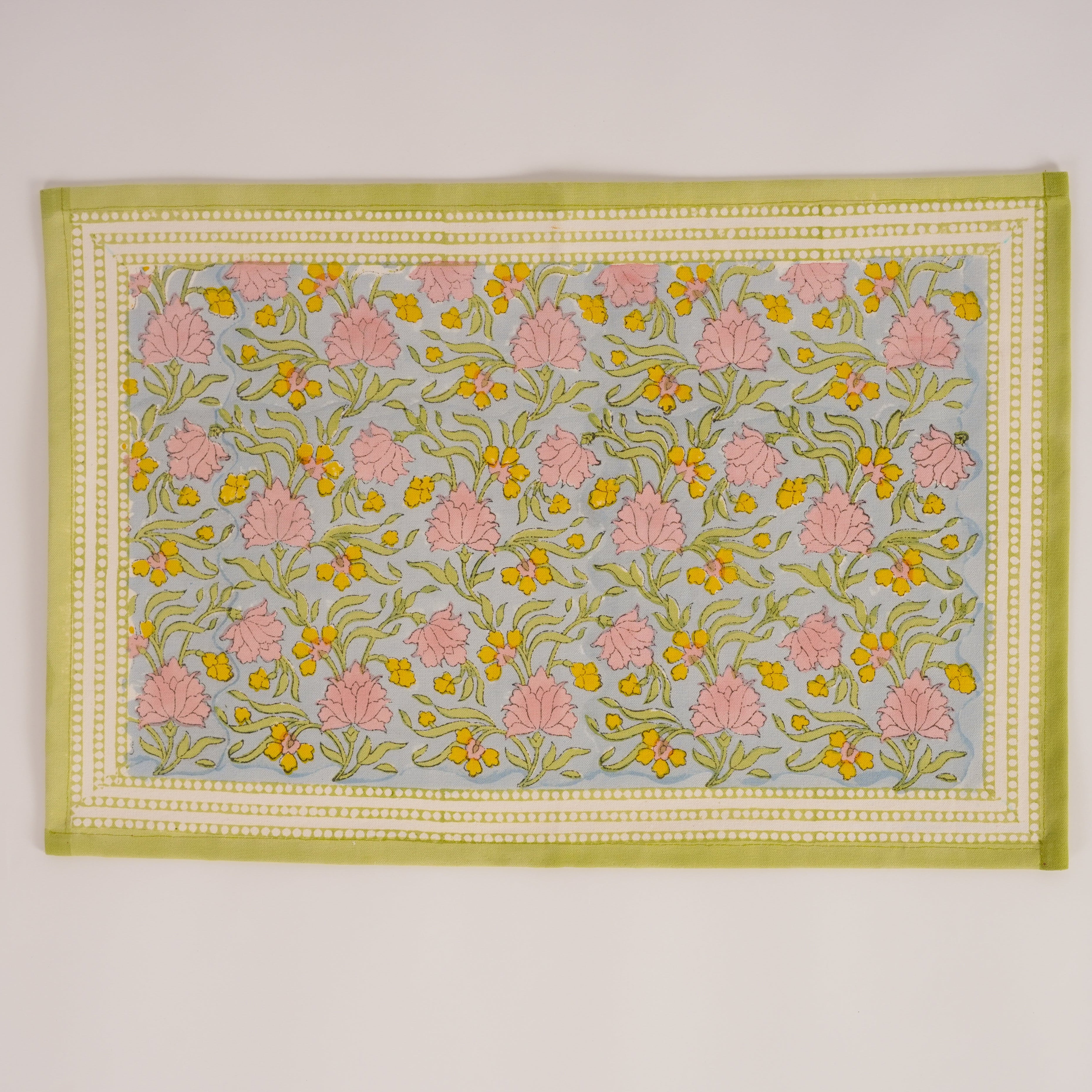 Jasmine Blue - Hand Block-Printed Cotton Placemats Set of 4