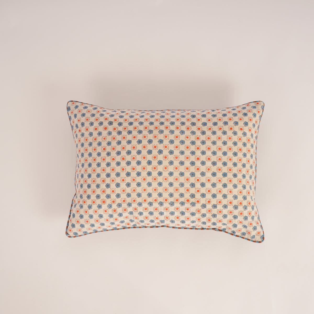 Flaxfield - Hand Block-Printed Lumbar Ruffle Pillowcase (Sand)