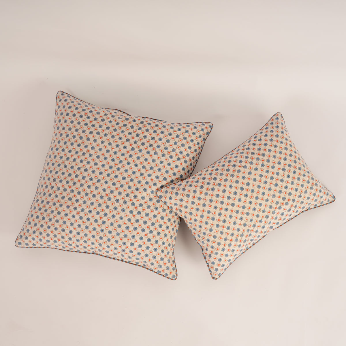 Flaxfield - Hand Block-Printed Cotton Pillowcase (Sand)