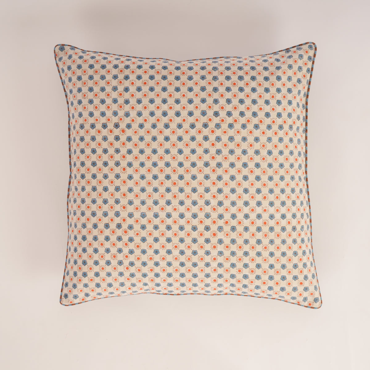 Flaxfield - Hand Block-Printed Cotton Pillowcase (Sand)