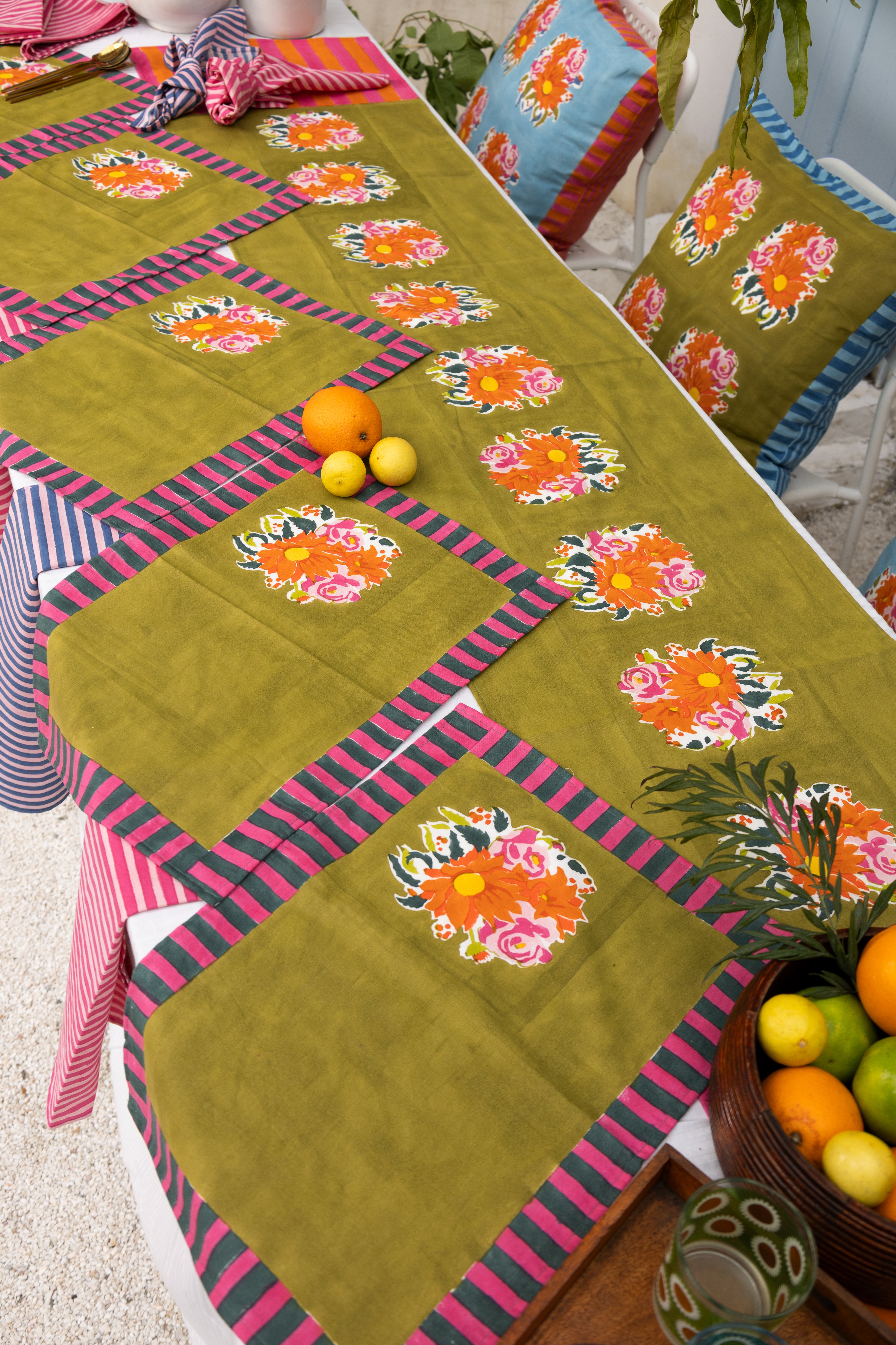 Authentic hand block-printed table runner from the Thar region, bringing global handmade craftsmanship and cultural storytelling to modern homes.