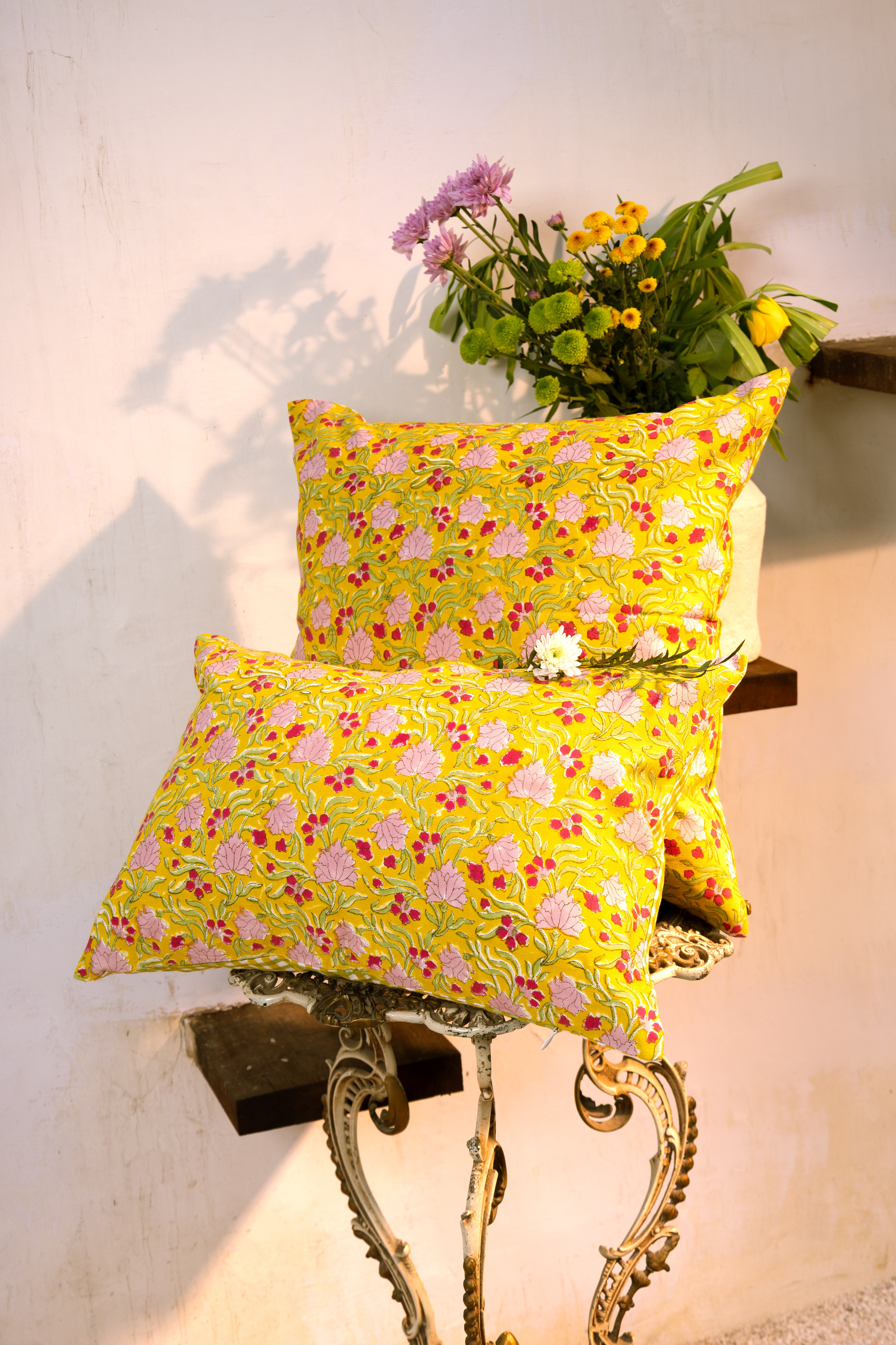 Jasmine - Hand Block-Printed Cotton Pillowcase