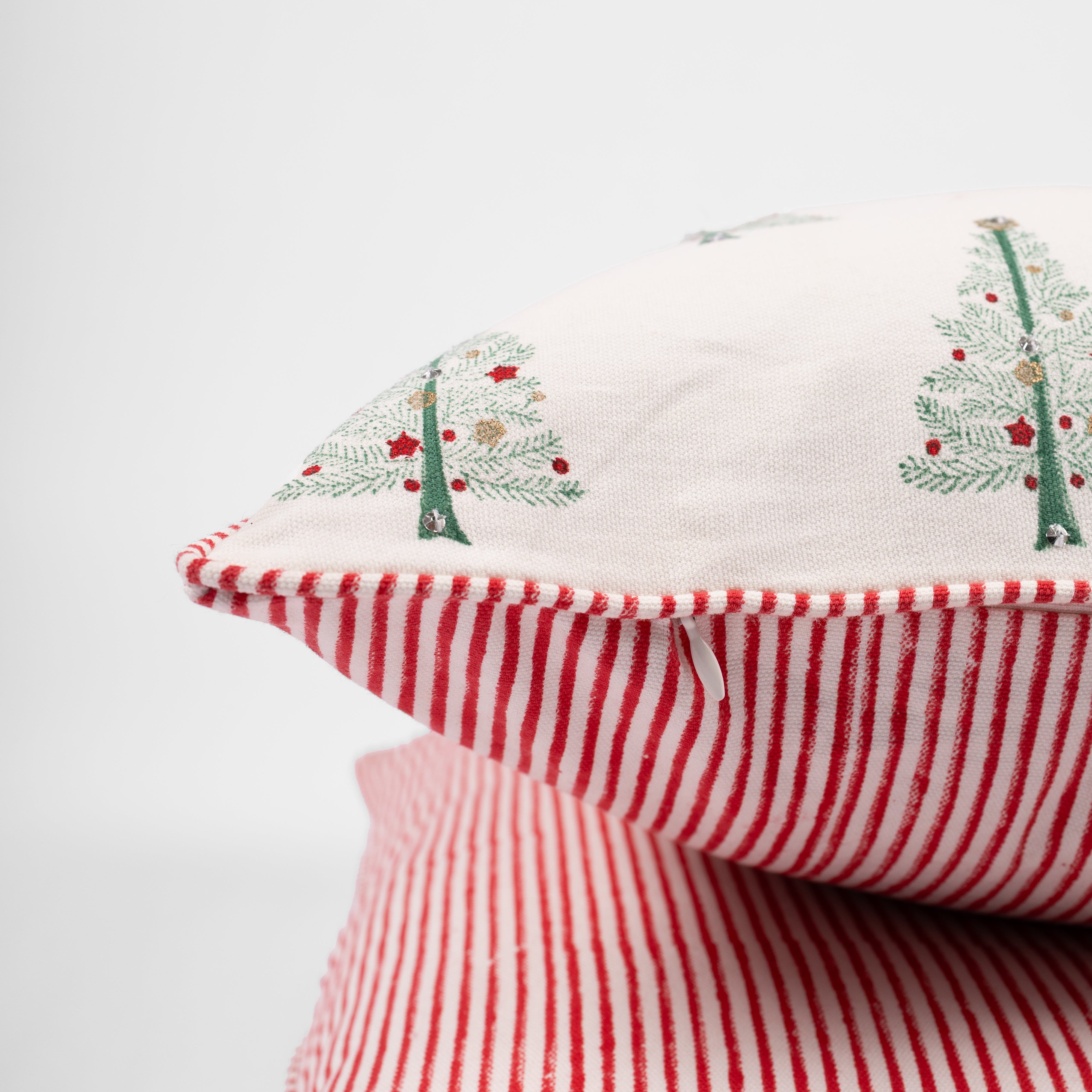 Twinkle Trees - Hand Block-Printed Cotton Pillowcase (Green)