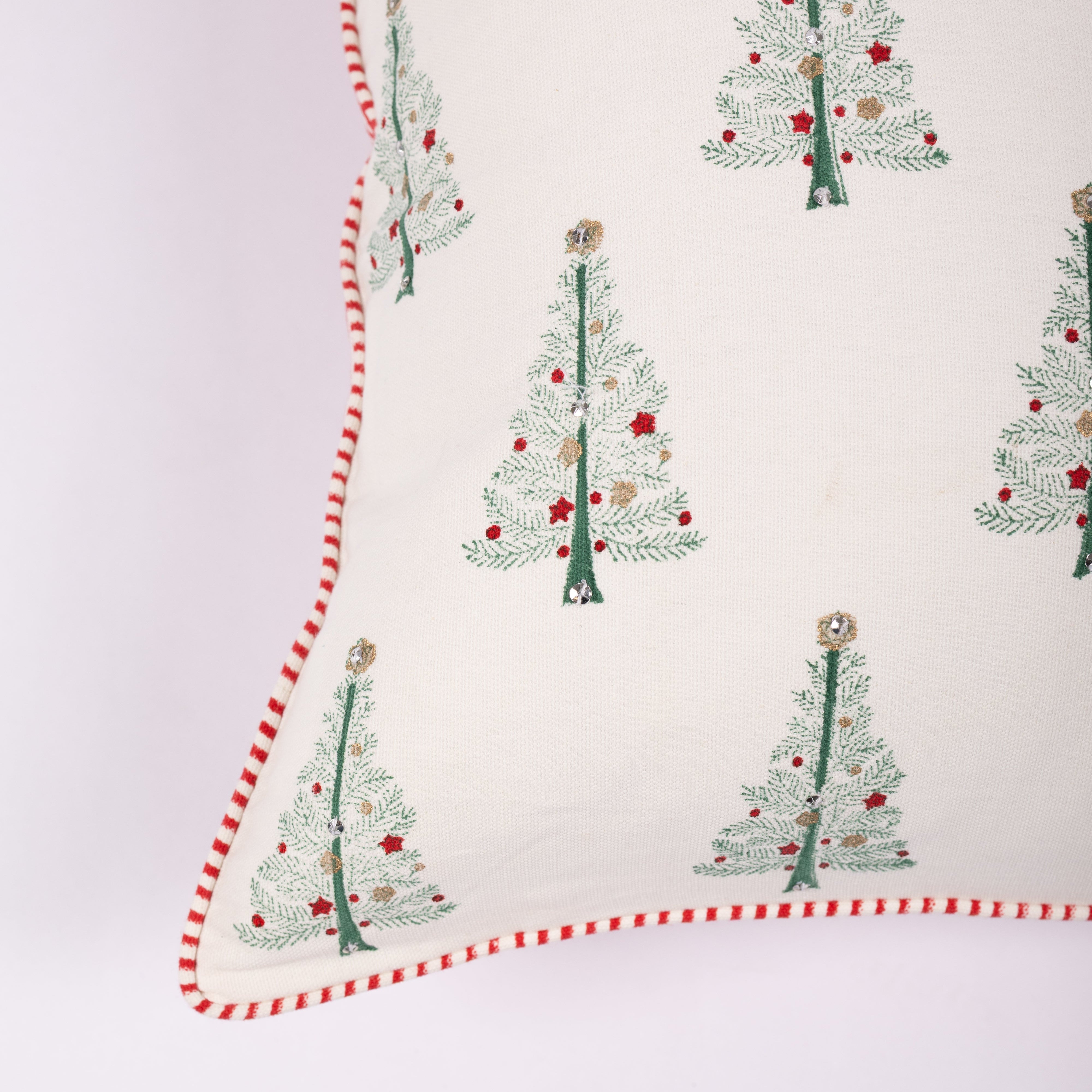Twinkle Trees - Hand Block-Printed Cotton Pillowcase (Green)
