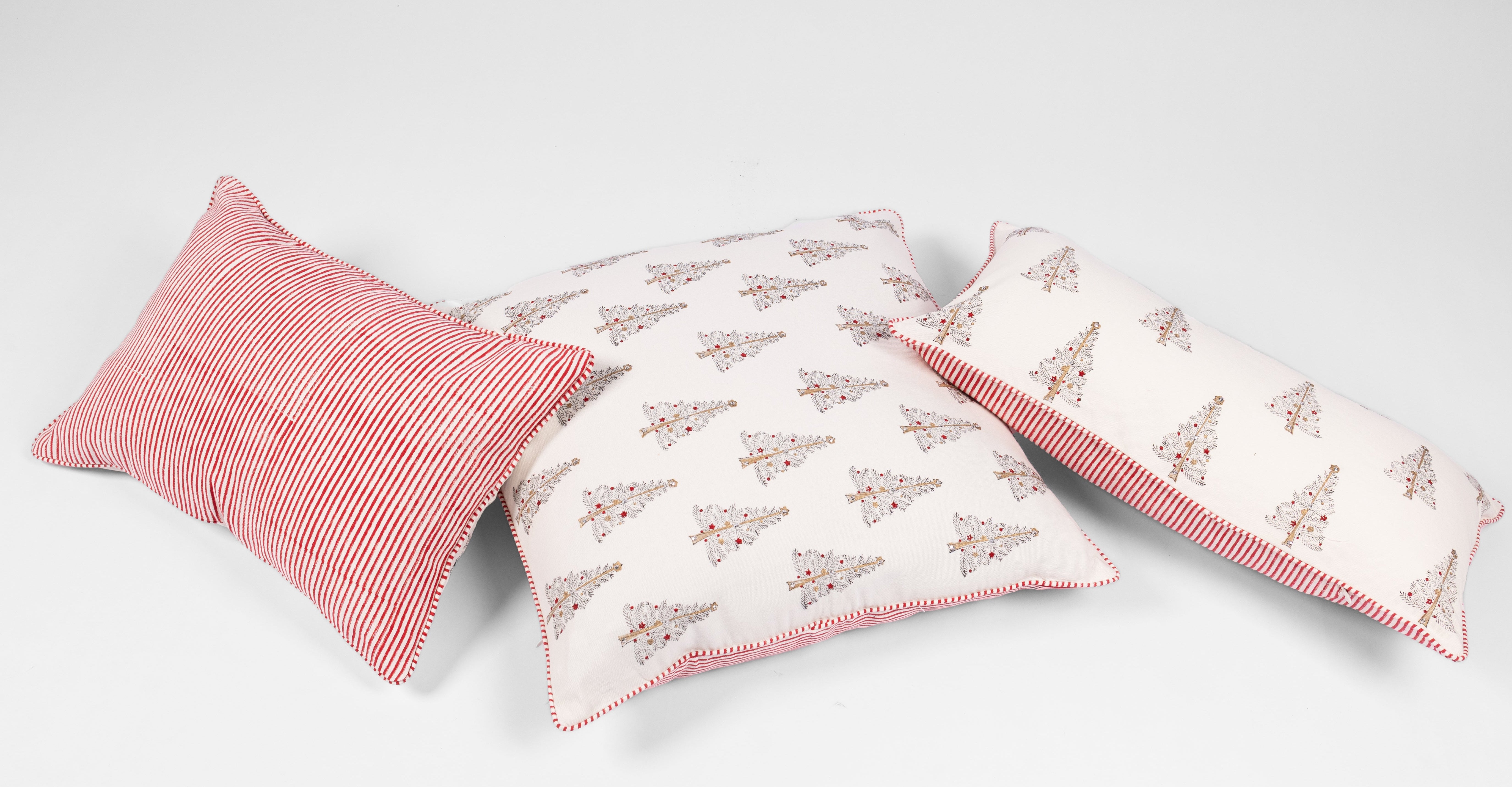 Twinkle Trees - Hand Block-Printed Cotton Pillowcase (Black)