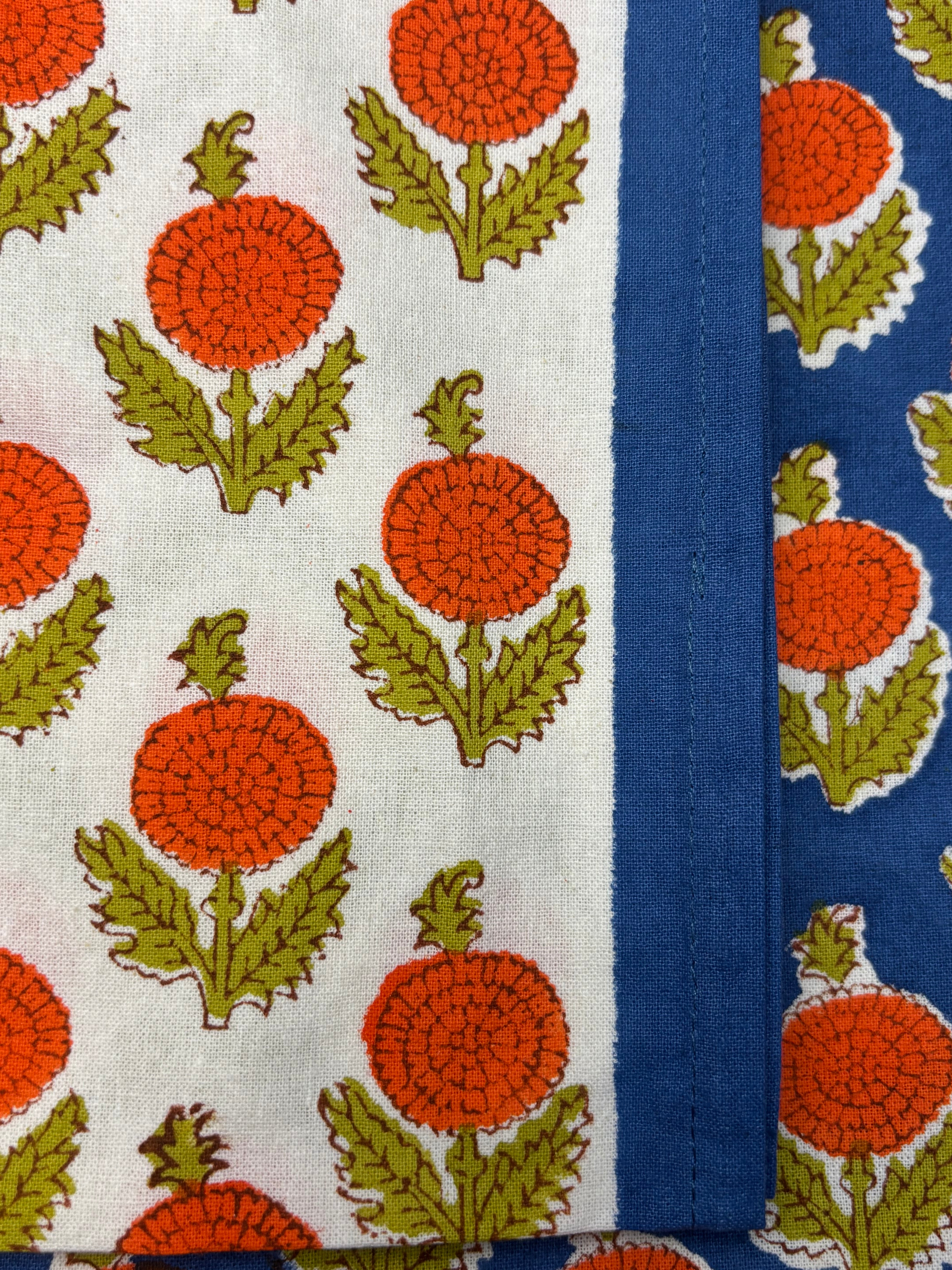 Marigold Holiday Gift Set – Hand Block Printed Table Cloth & 6 Napkins (Under $150)
