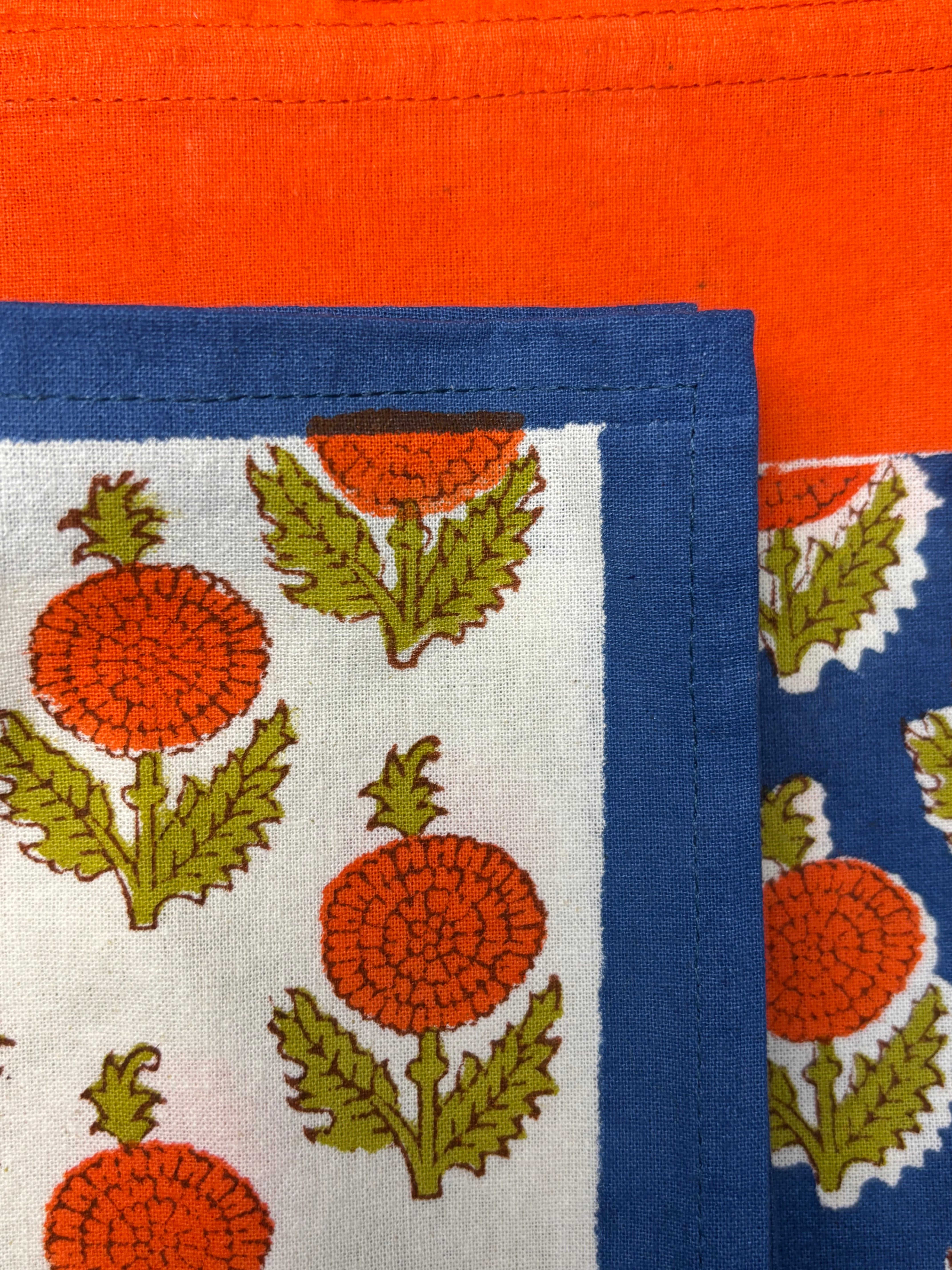 Marigold Holiday Gift Set – Hand Block Printed Table Cloth & 6 Napkins (Under $150)