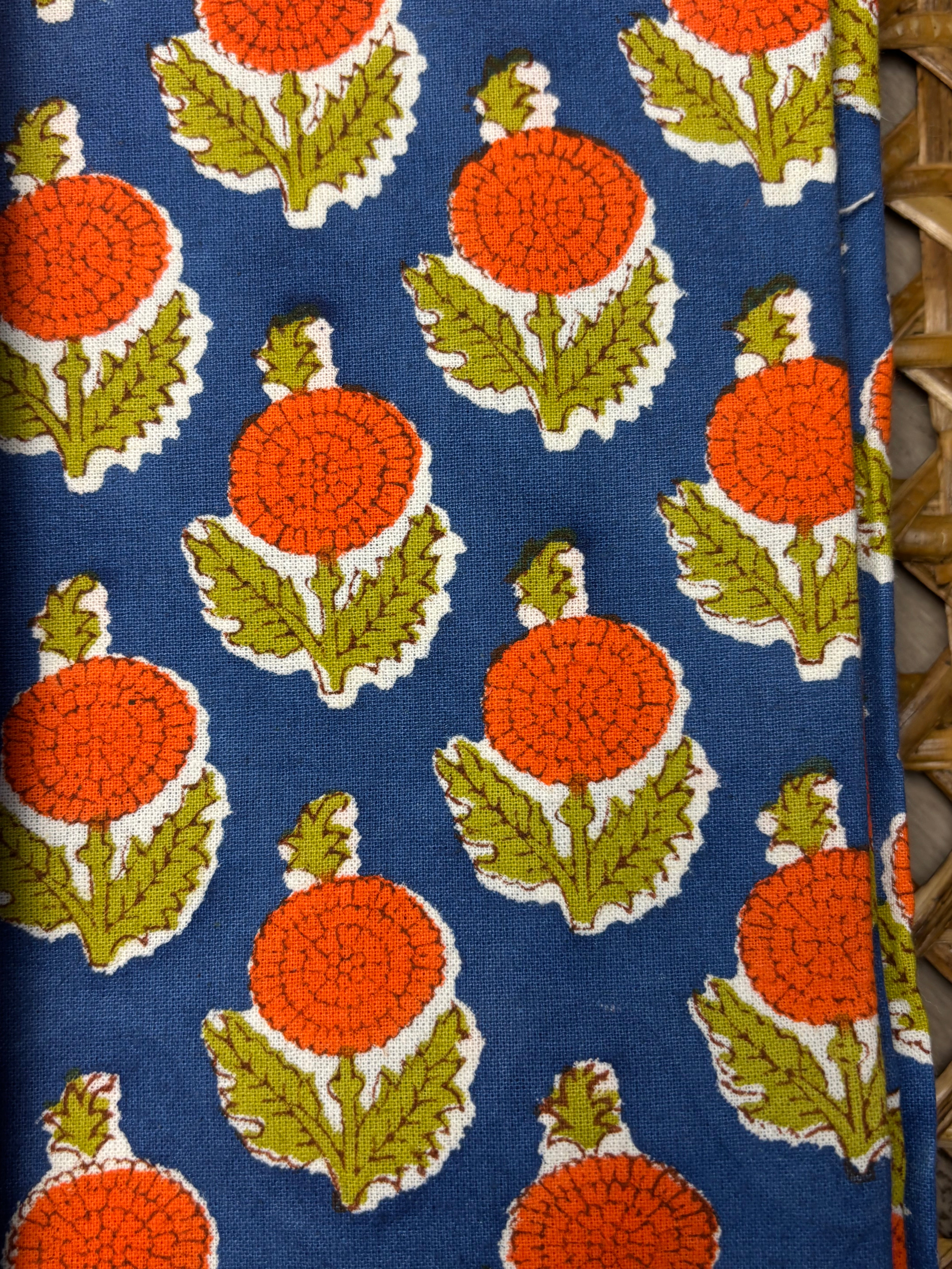 Marigold Holiday Gift Set – Hand Block Printed Table Cloth & 6 Napkins (Under $150)