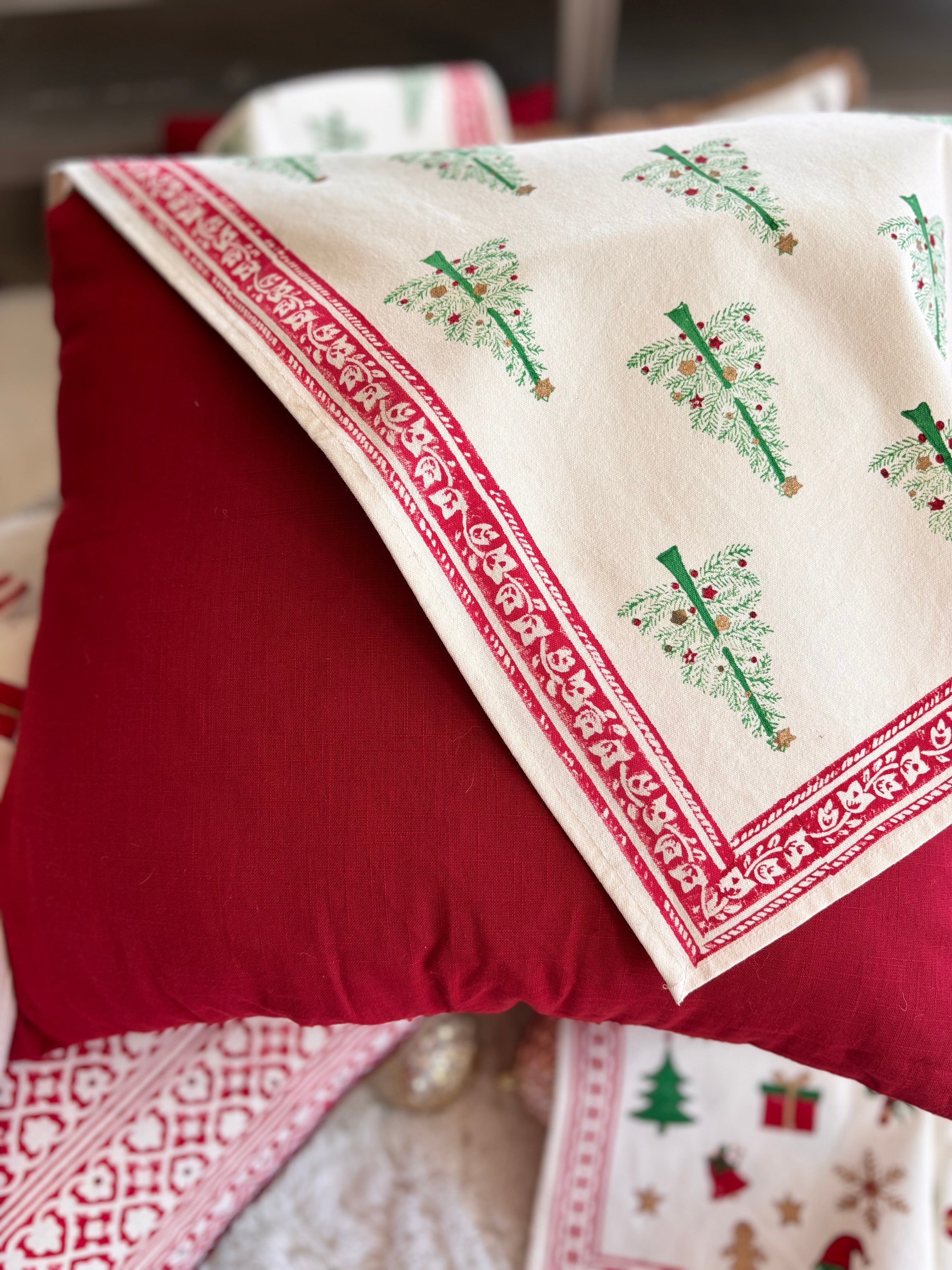 Twinkle Trees - Hand Block-Printed Cotton Table Runner