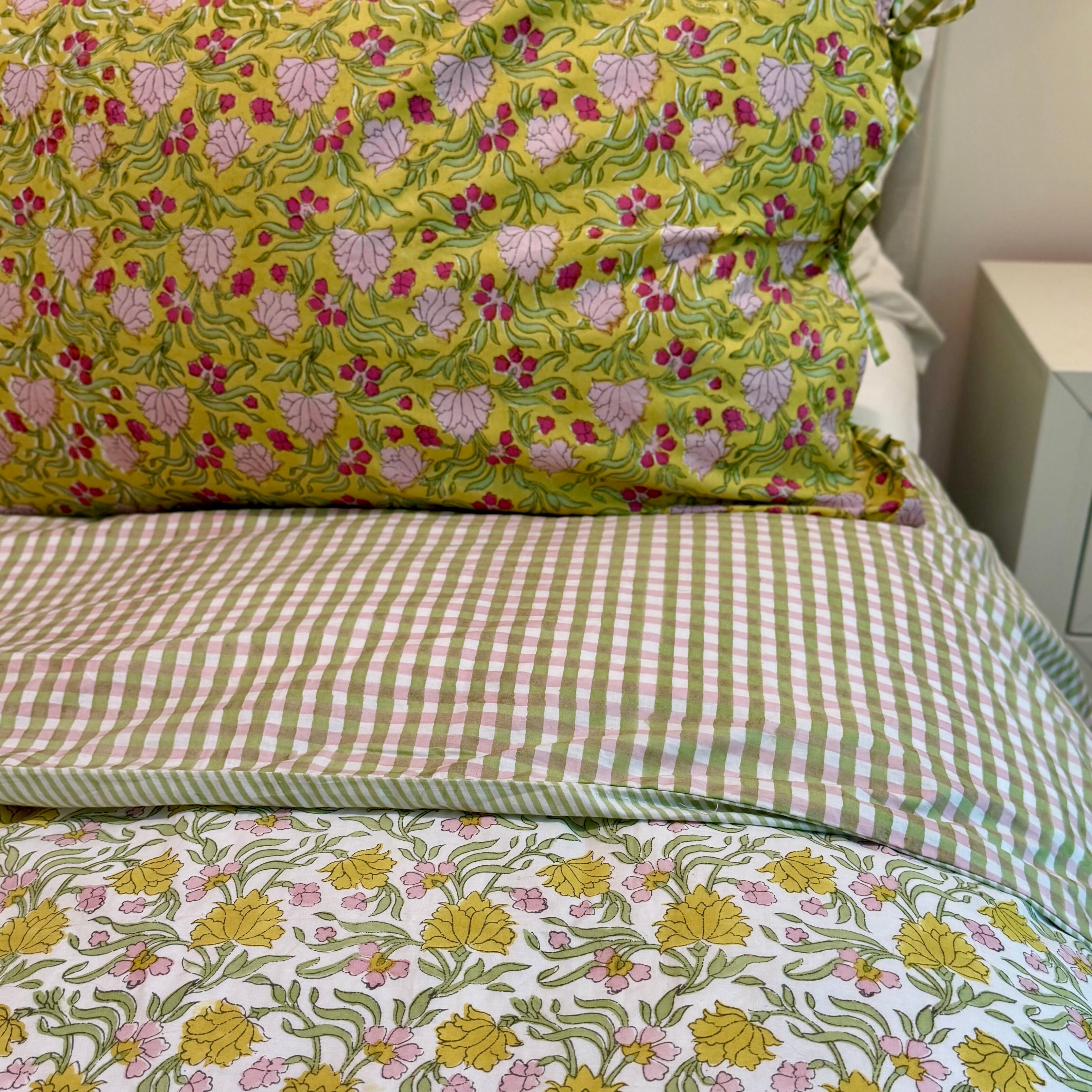 Jasmine - Hand Block-Printed Reversible Cotton Duvet Cover
