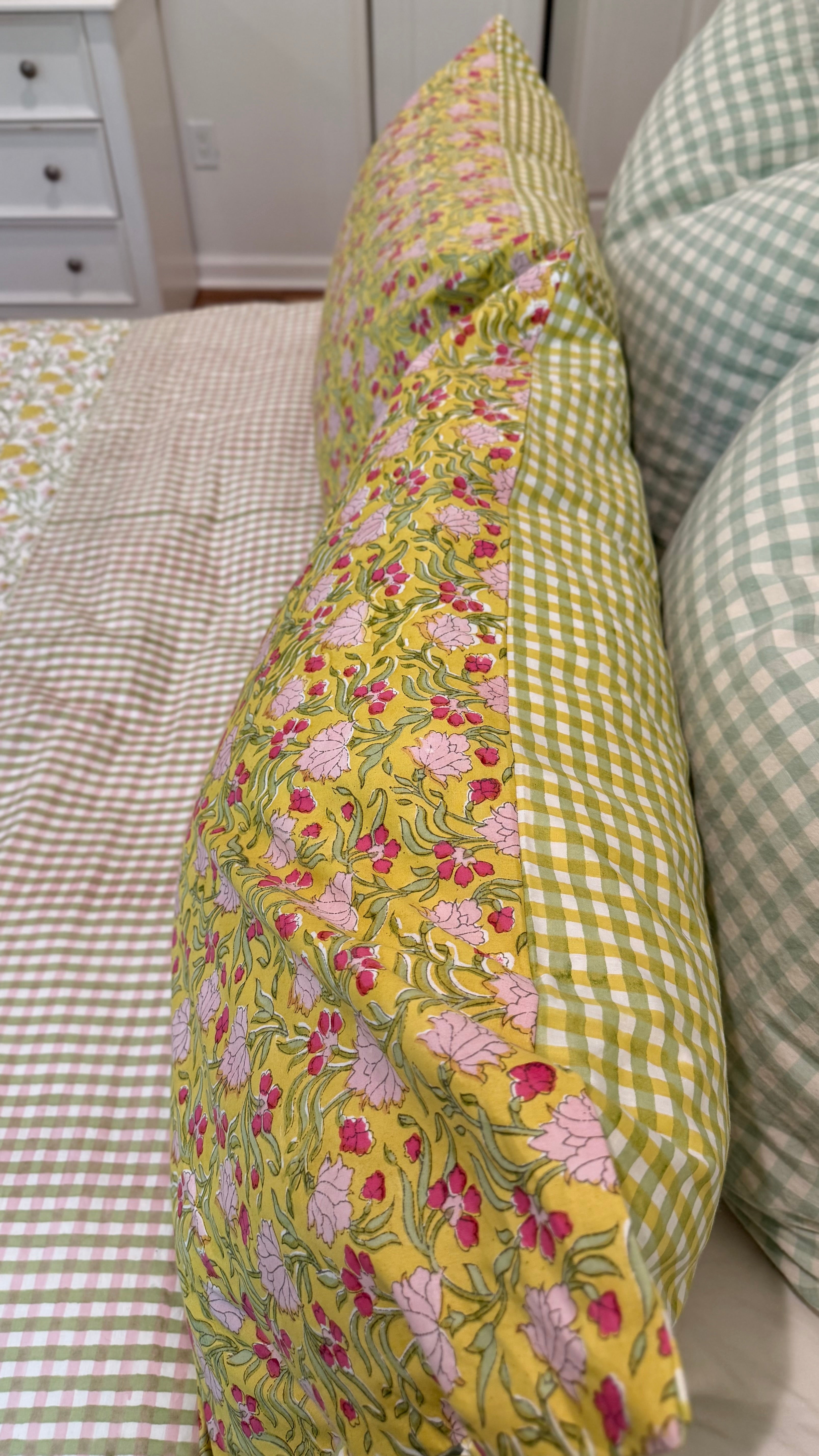 Jasmine - Hand Block-Printed Reversible Cotton Duvet Cover