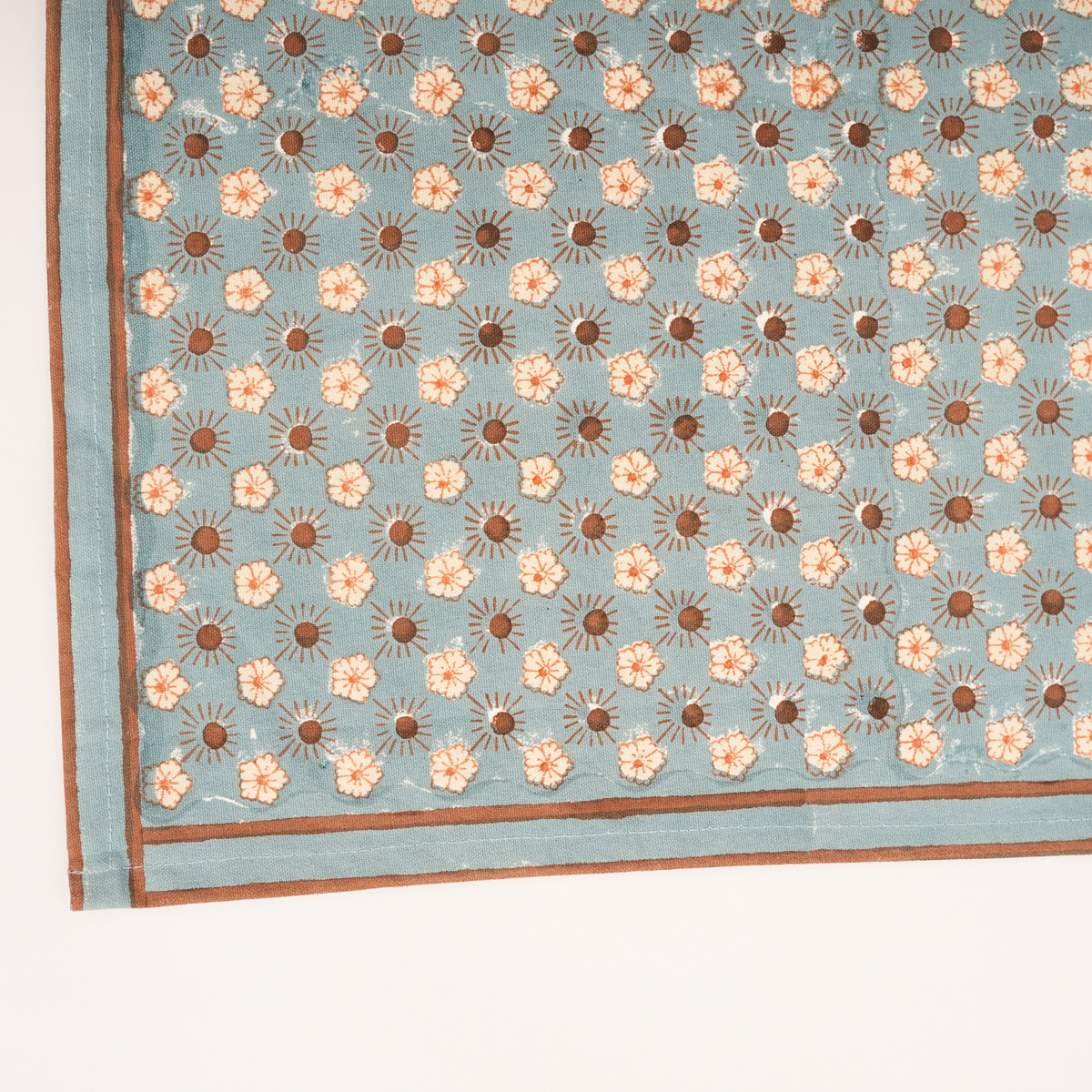 Flaxfield - Blue Hand Block-Printed Cotton Table Runner