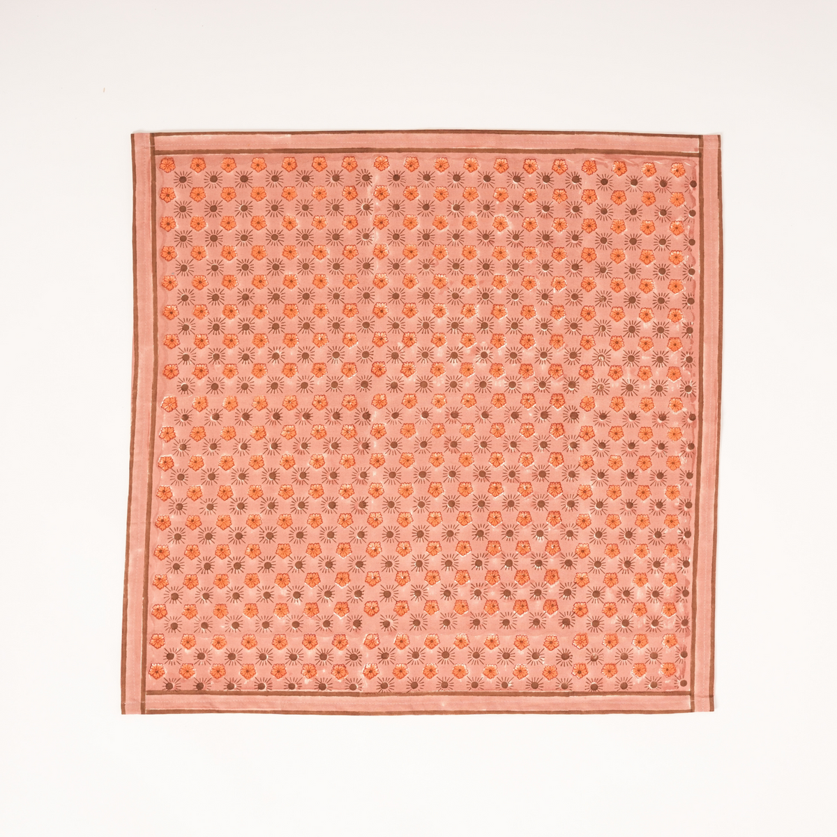 Flaxfield - Hand Block-Printed Cotton Napkins Set of 4, Light Mahogany