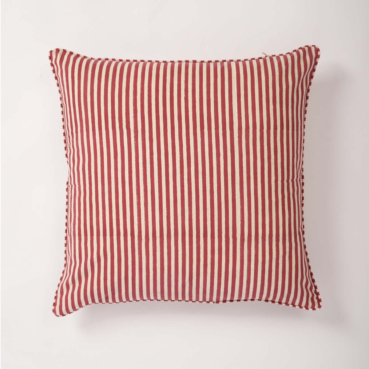 Merry Conifers - Hand Block-Printed Cotton Pillowcase (Red)